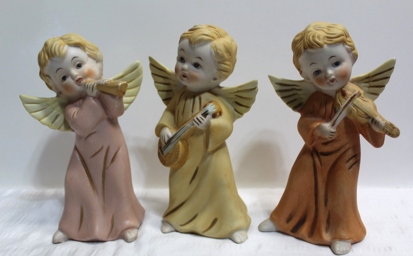Vintage Heavenly Homco Angels Playing Instruments #5400 Set of 3