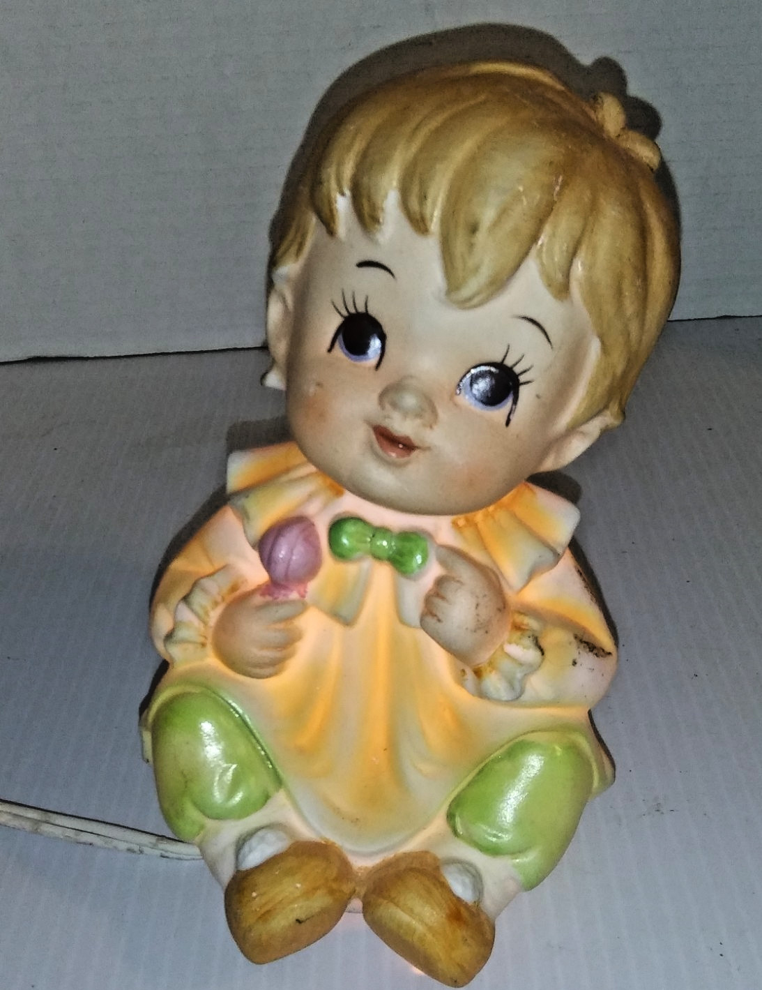 Vtg Lefton China Hand Painted Little Girl Night Light Ceramic Label Number 1774