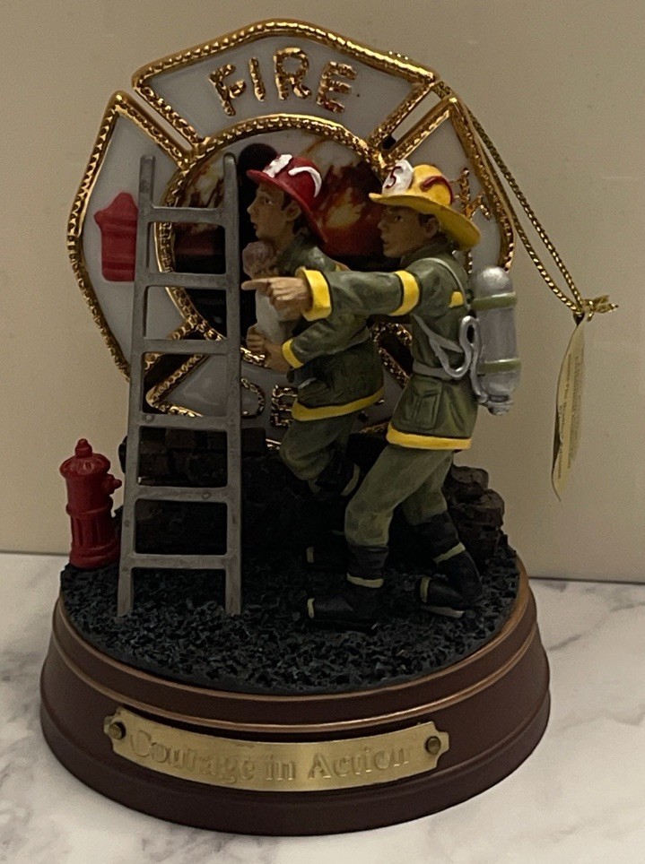 Bradford Exchange Courage In Action Firefighters Tribute Ornament W/ Tag 2002 E