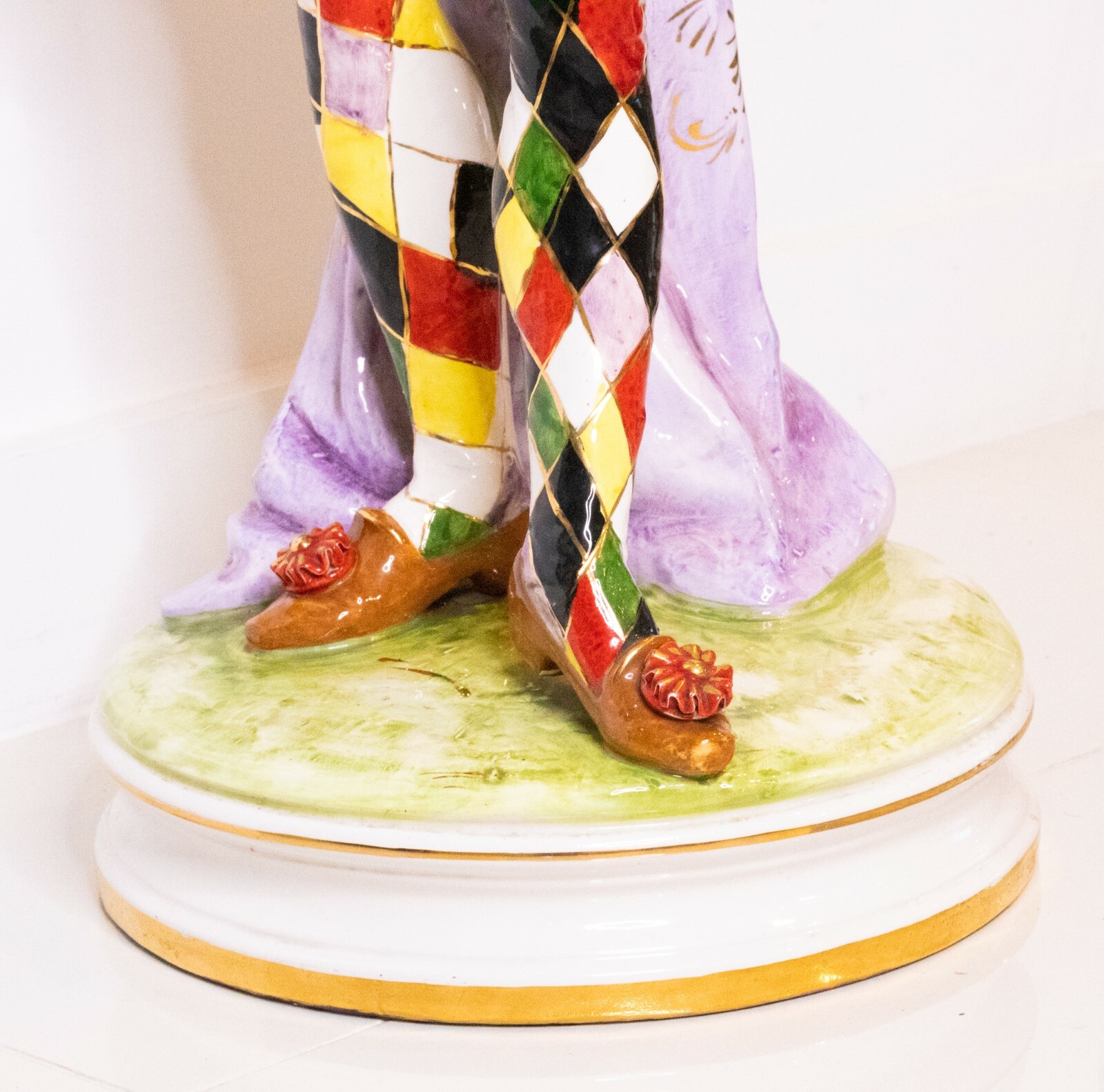 ITALY 1961 G. MAURO MASQUERADE HARLEQUIN FIGURE IN POLY CHROME CERAMIC GREAT!