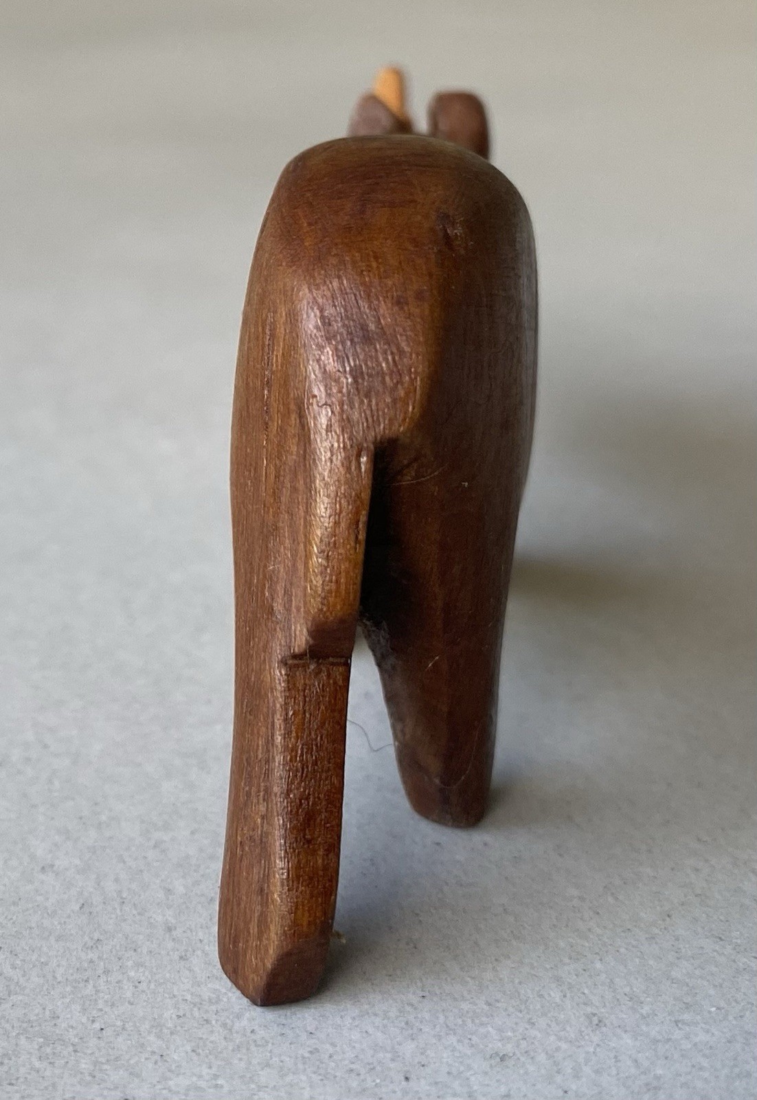 Carved Solid Timber Vintage Wildlife Figurines Hippo 15cm & Rhino 9cm