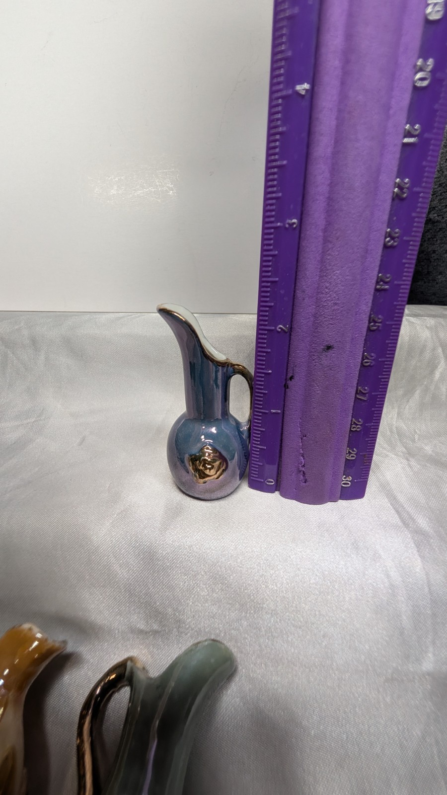 Vintage Miniature Lusterware Pitchers Set of 3 Iridescent Pastels Made in Japan
