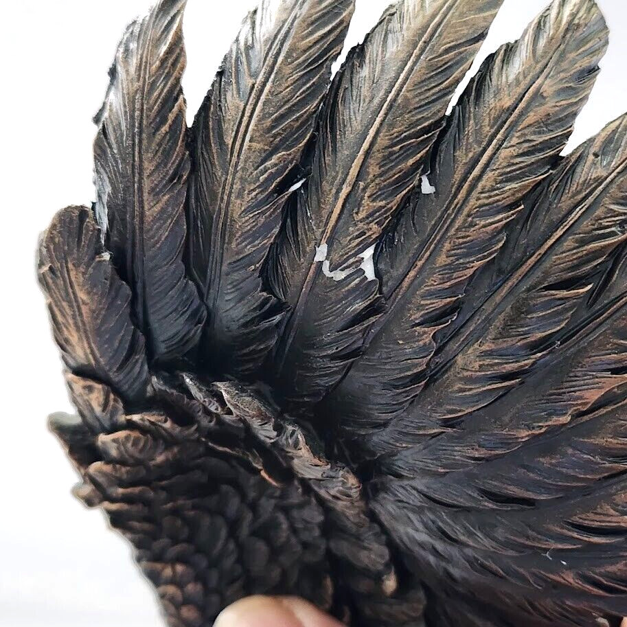 Treasure of Nature Eagle Figure Sculpture Bronze Plated Wood Base 11″