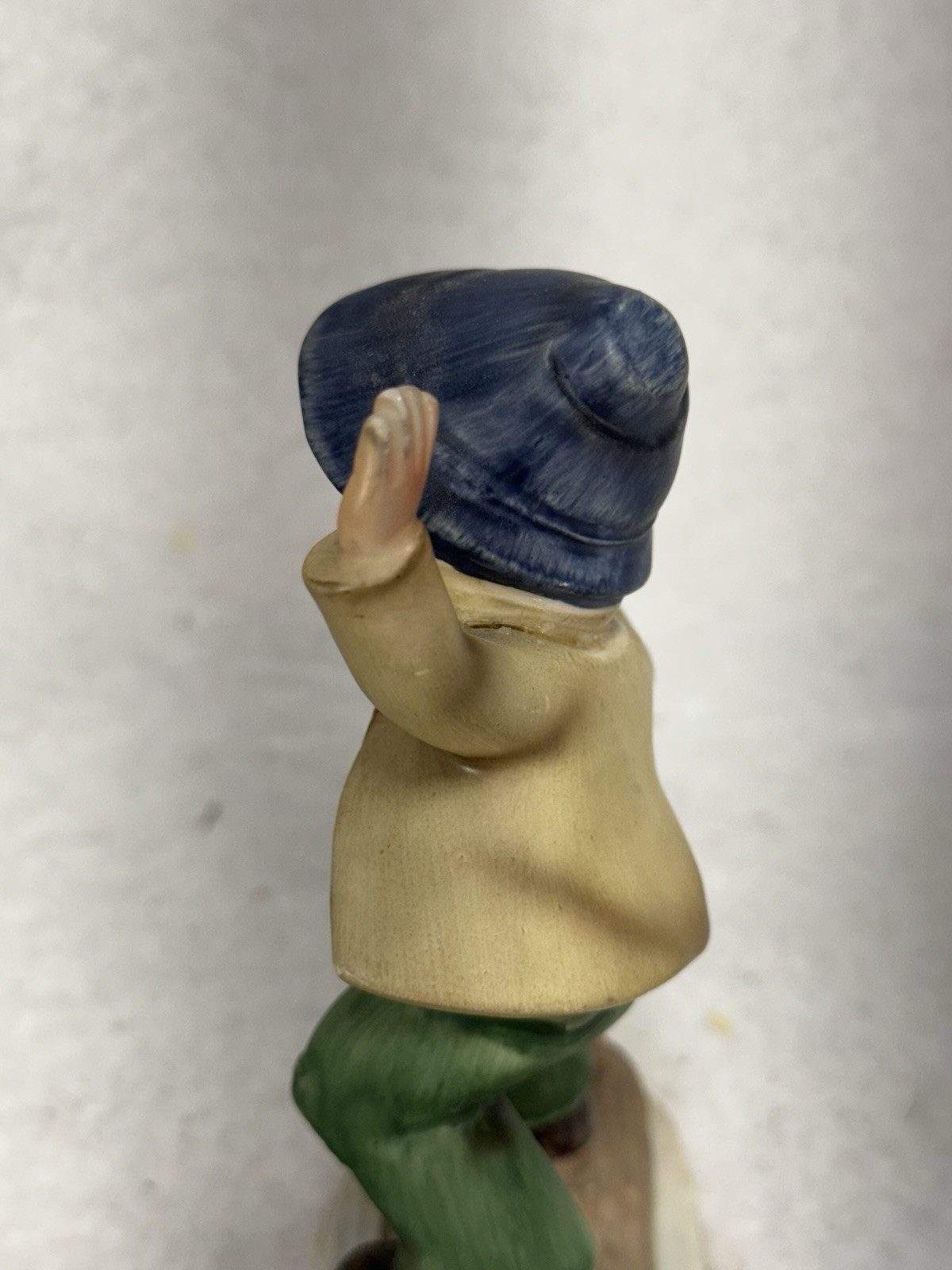1950-1960 Gift Craft Porcelain Figurine Young Boy Riding On Log with Duck