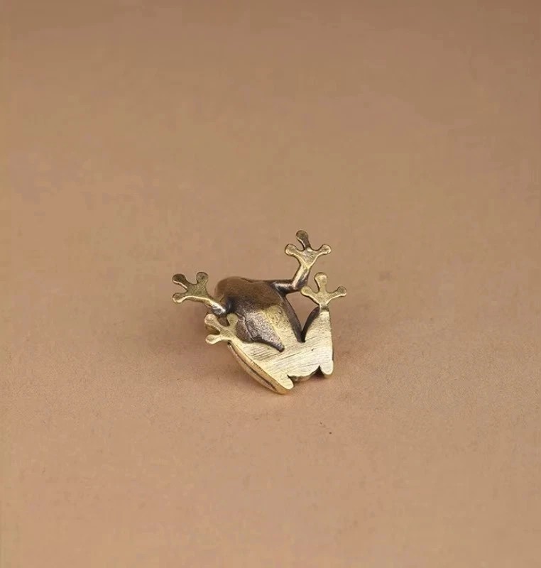 Brass Frog Figurine Small Animal Statue Table Office Home Decoration Toy Gifts