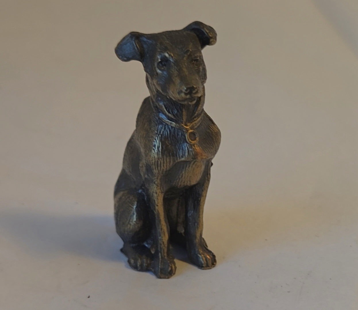 Miniature Bronze? Dog Vintage Figurine Weighted Metal Rare Good Condition