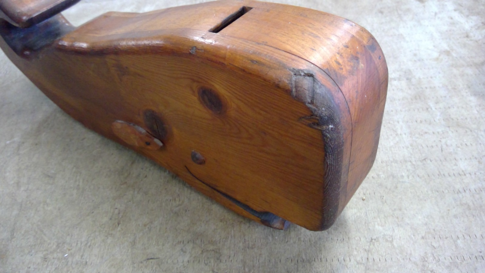 VINTAGE Wooden Sculpture Whale Bank 17.5” Long Folk Art Nautical Beach House