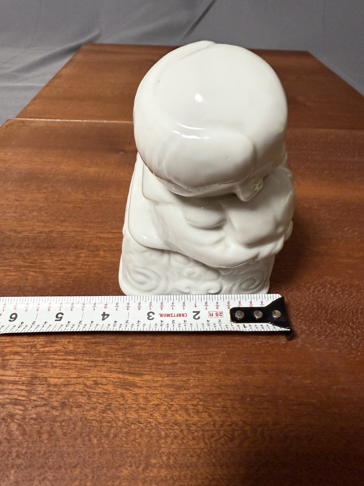 White Porcelain Reclining Child Figurine Trinket Box Asian Style Ceramic