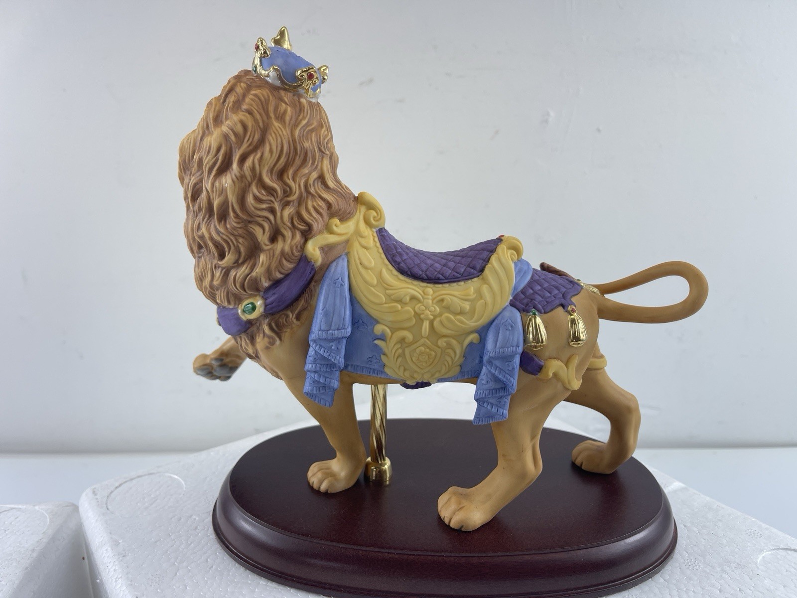 VTG Lenox 1990 Carousel Lion, Limited Edition Porcelain Figurine, Wood Base