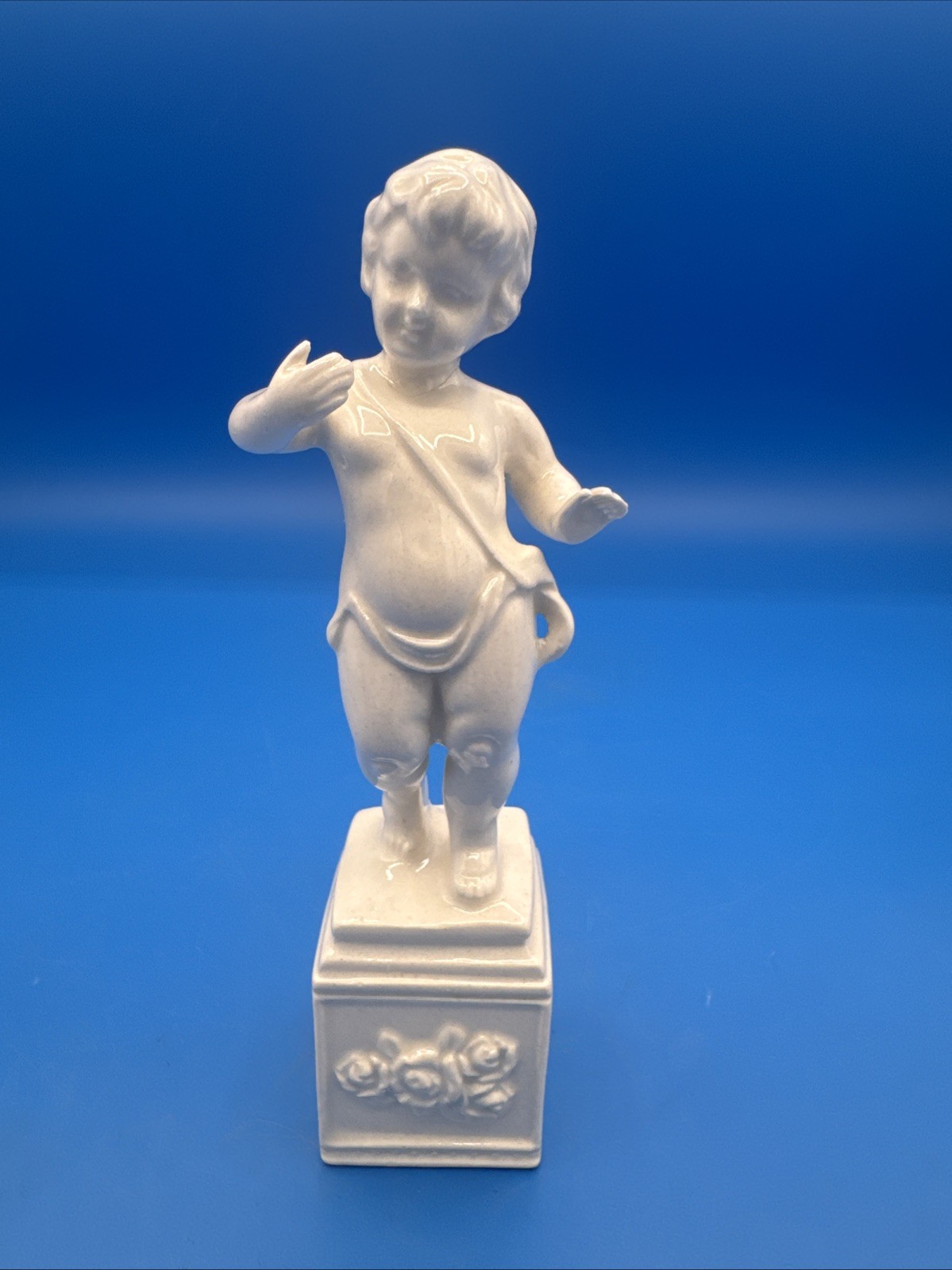 Vintage Lenwile Ardalt Japan Porcelain Cherub Putti Figurine Pedestal 6.5″ Hiltz