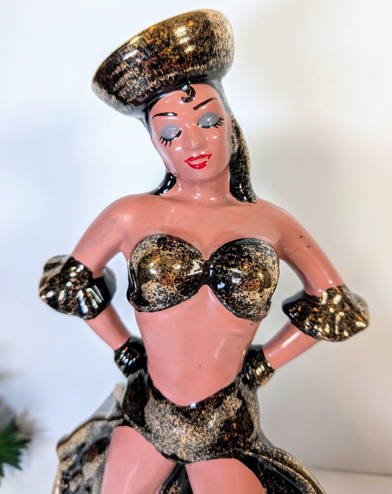 15″ California Art Pottery Bongo Player Dancer Figurine Mid Century Yona Gilner