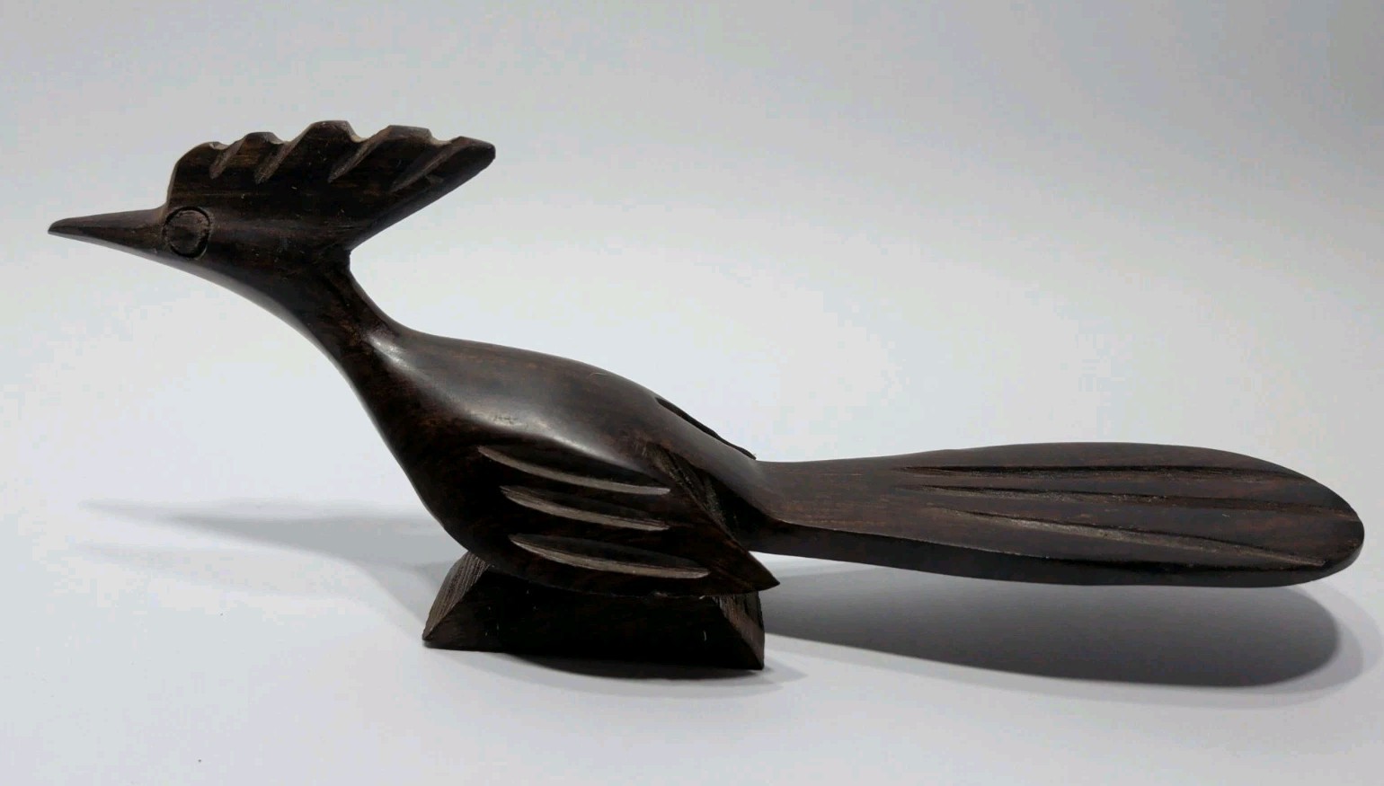 ✨VINTAGE✨ WOOD ROAD RUNNER Hand Carved 8”x3”x1¾” Hard Wood Folk Art Carving