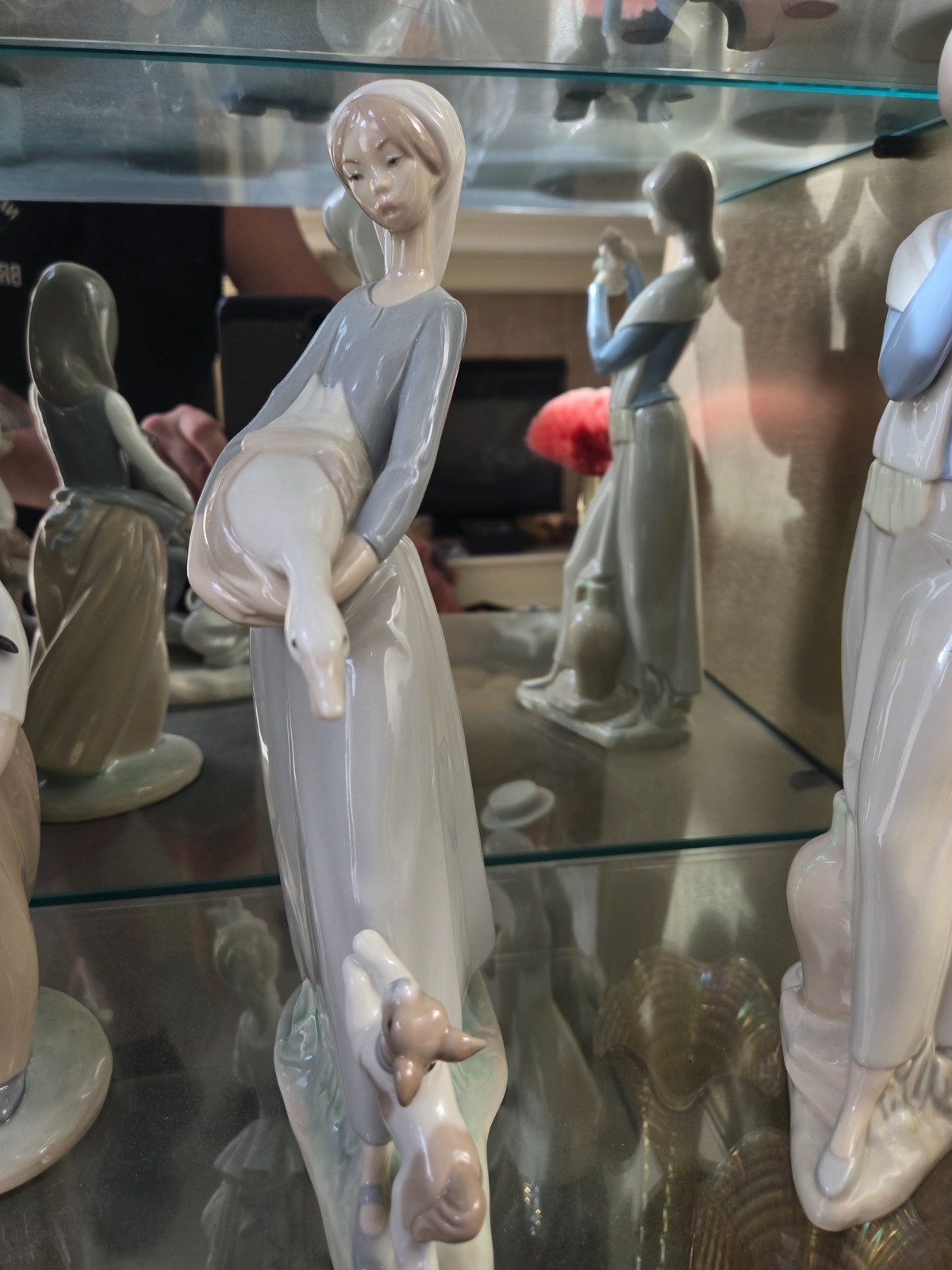 Lladro Girl With Goose and Dog 10.5” Porcelain Figuerine #4866 Retired in 1992