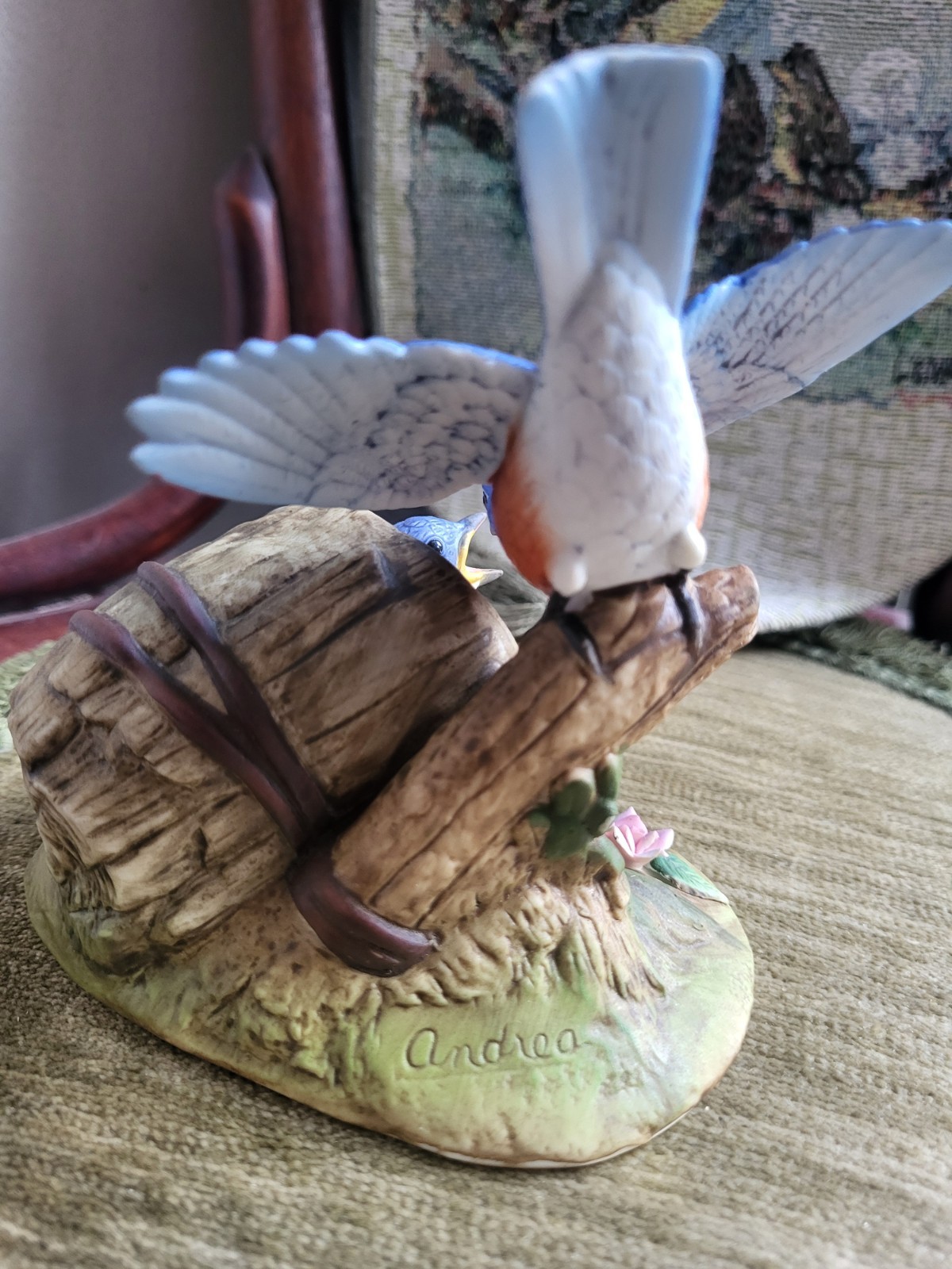 ANDREA BY SADEK BlueBird Family PORCELAIN FIGURINE #8177 Vintage Cottage Core