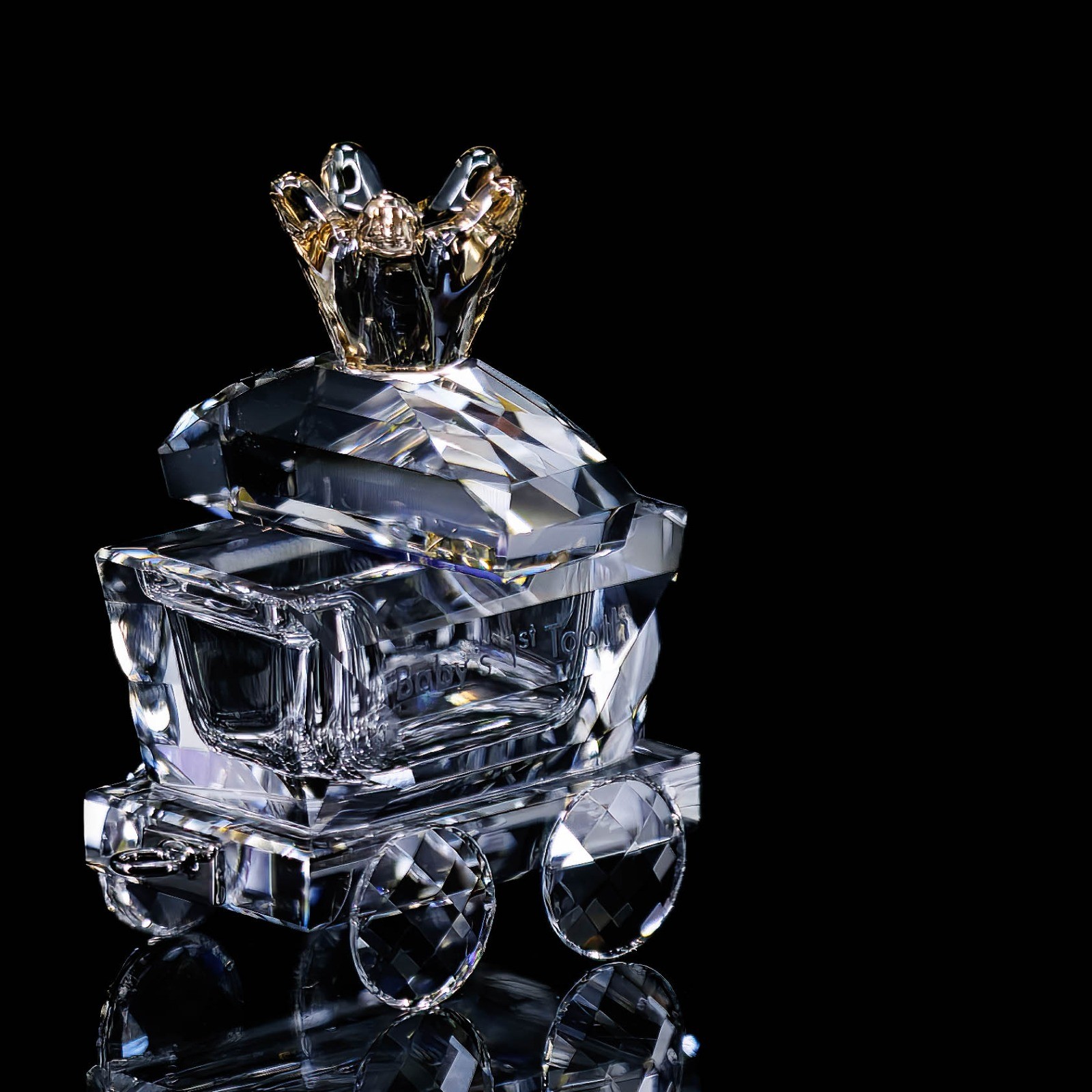 Swarovski Figurine Crystal First Steps Baby’s First Tooth Wagon 5492218