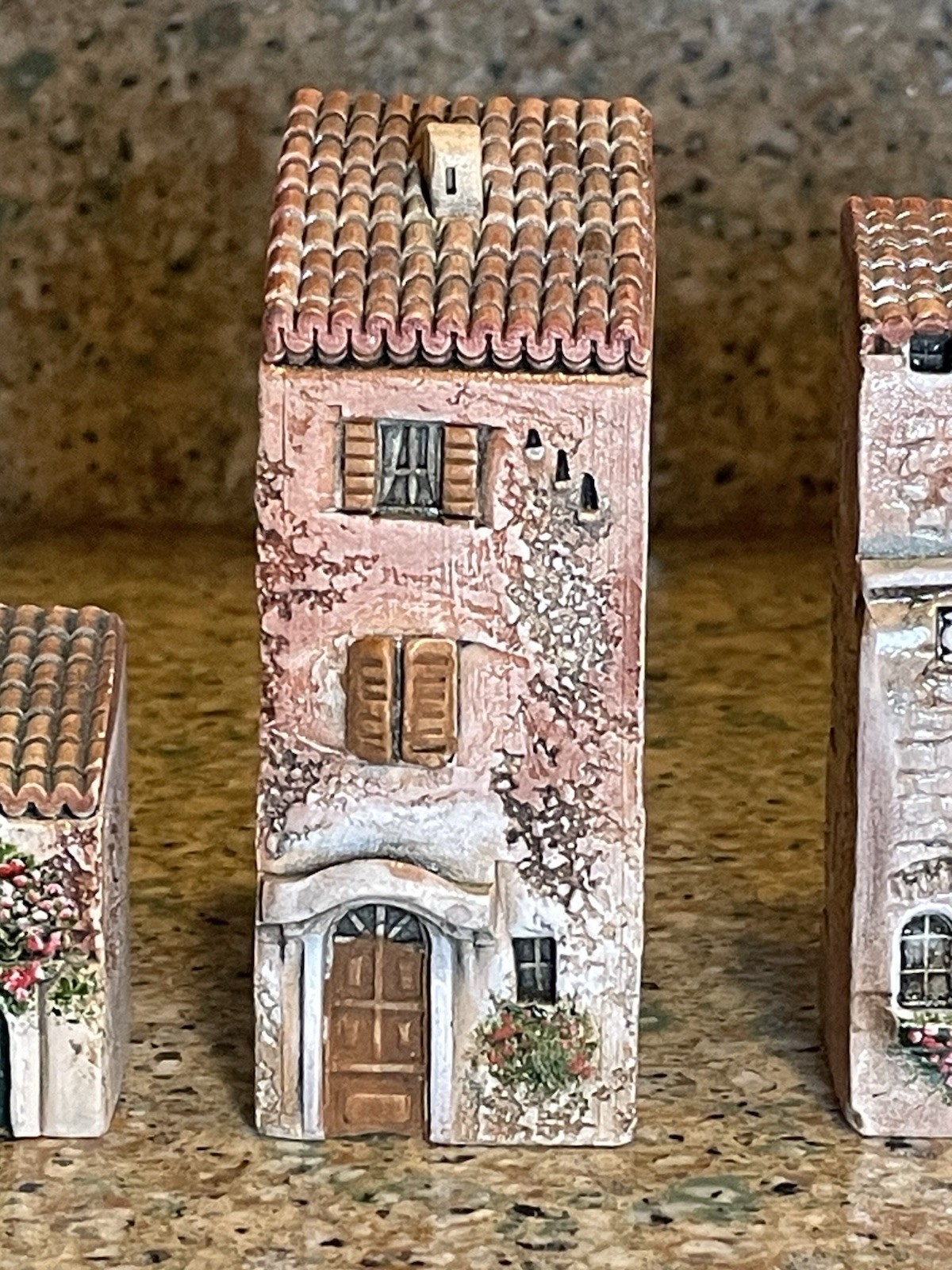 Gault France Miniature Ceramic Village Buildings Lot of 4 Signed