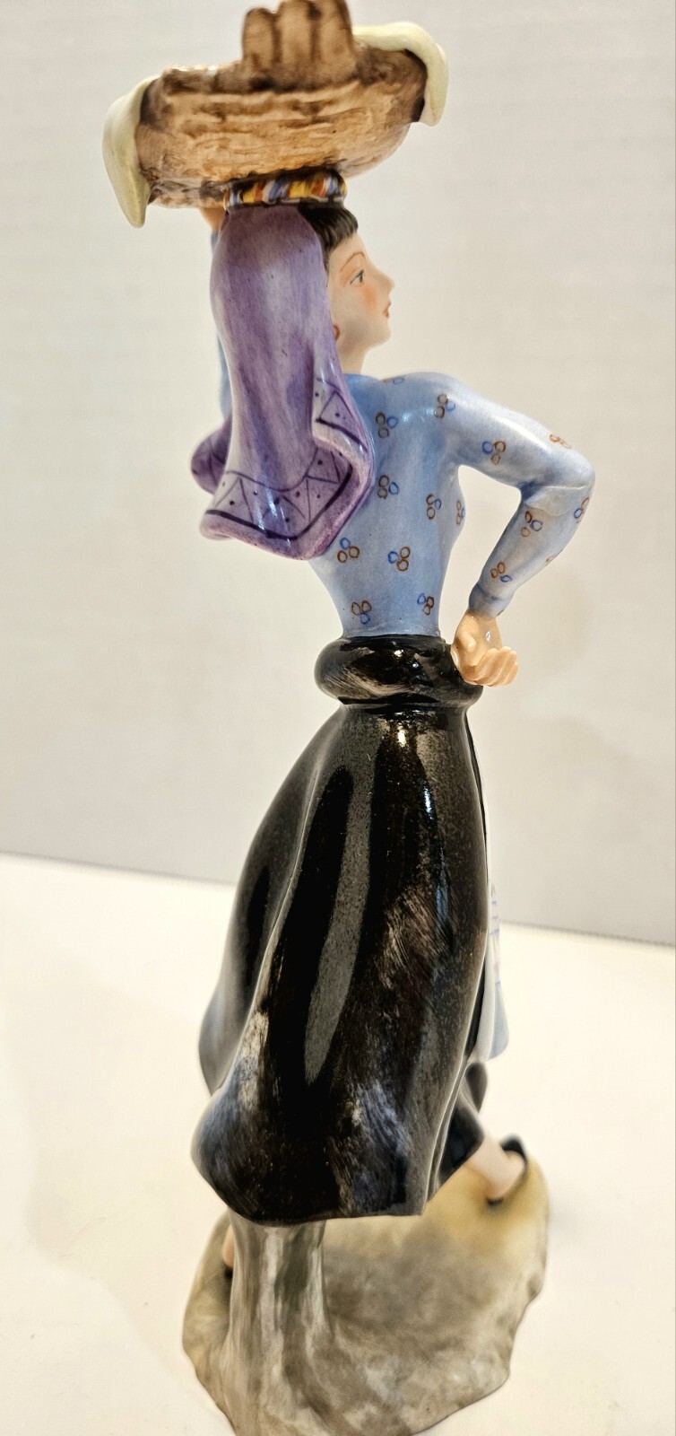 Vista Alegre Porcelain Figurine Douro Litoral Lady Basket Holding Fish Portugal