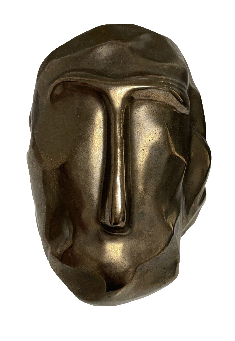 Rare Handcrafted Abstract Art Bronze Ceramic Man Head Sculpture Figurine 8x8x10