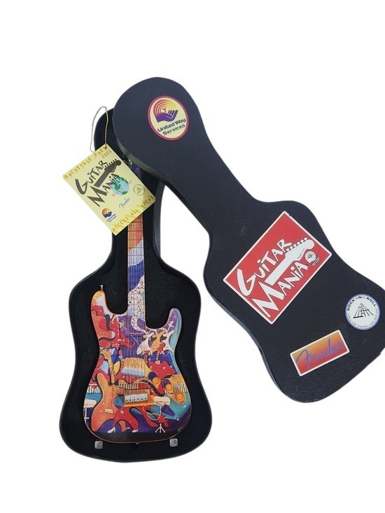 Guitar Mania Collectible Miniature Guitar with Stand Cleveland Music Happy Hour