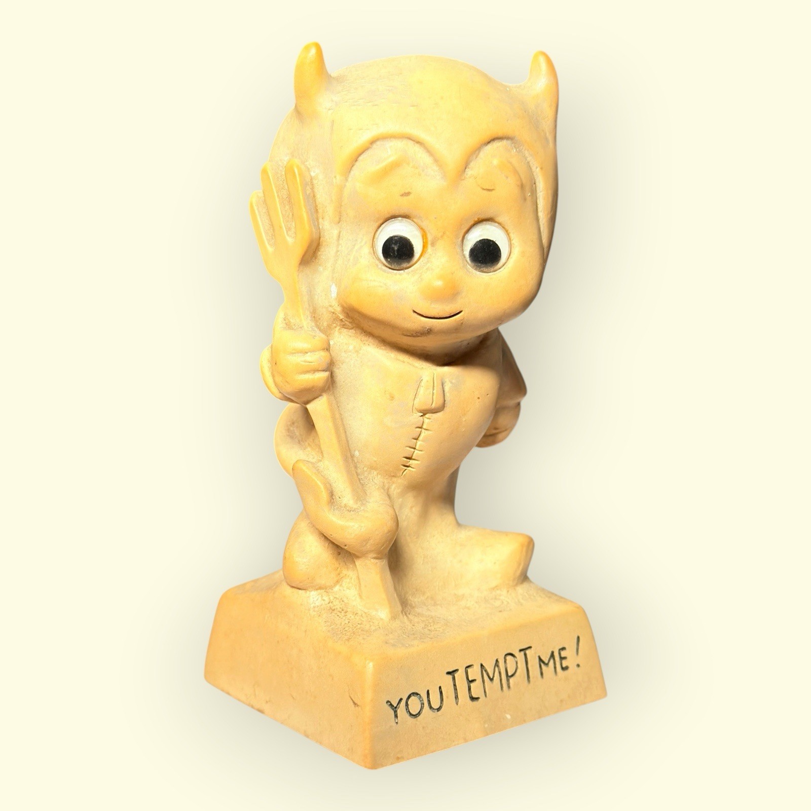 VTG American Greetings Corp 70s You Tempt Me 6″ Mini Devil W/ Pitchfork Statue