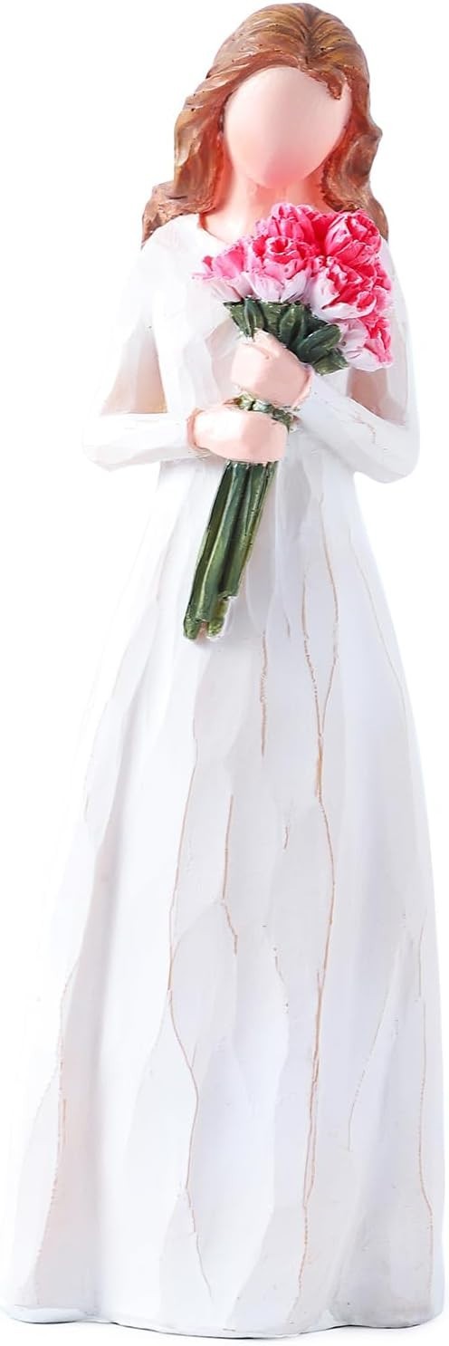 NIB! 8″ Mother’s Day Woman Holding Carnation Flowers Resin Figurine