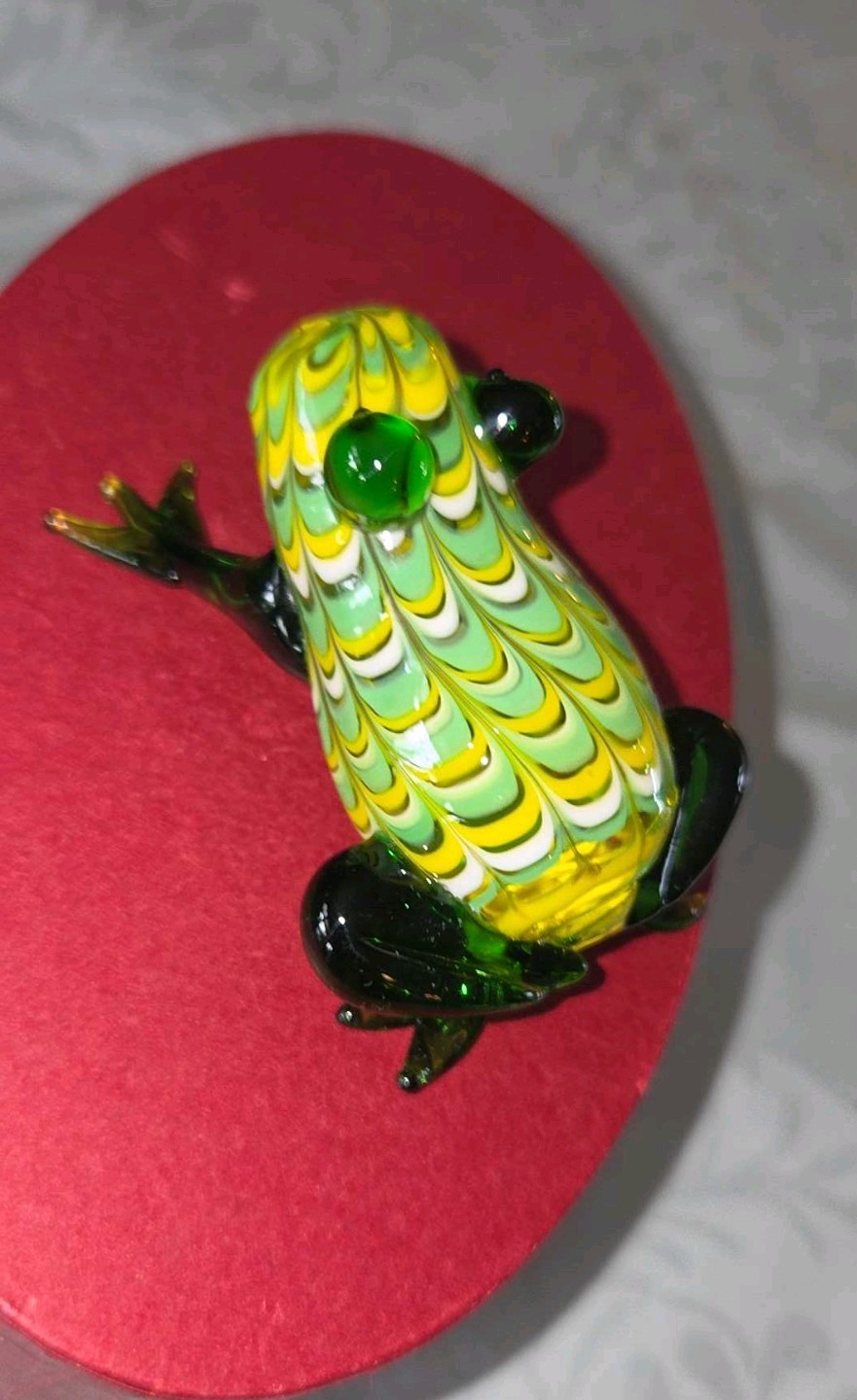 Fitz & Floyd 2003 Menagerie Glass Yellow Green Frog With Box No Damage