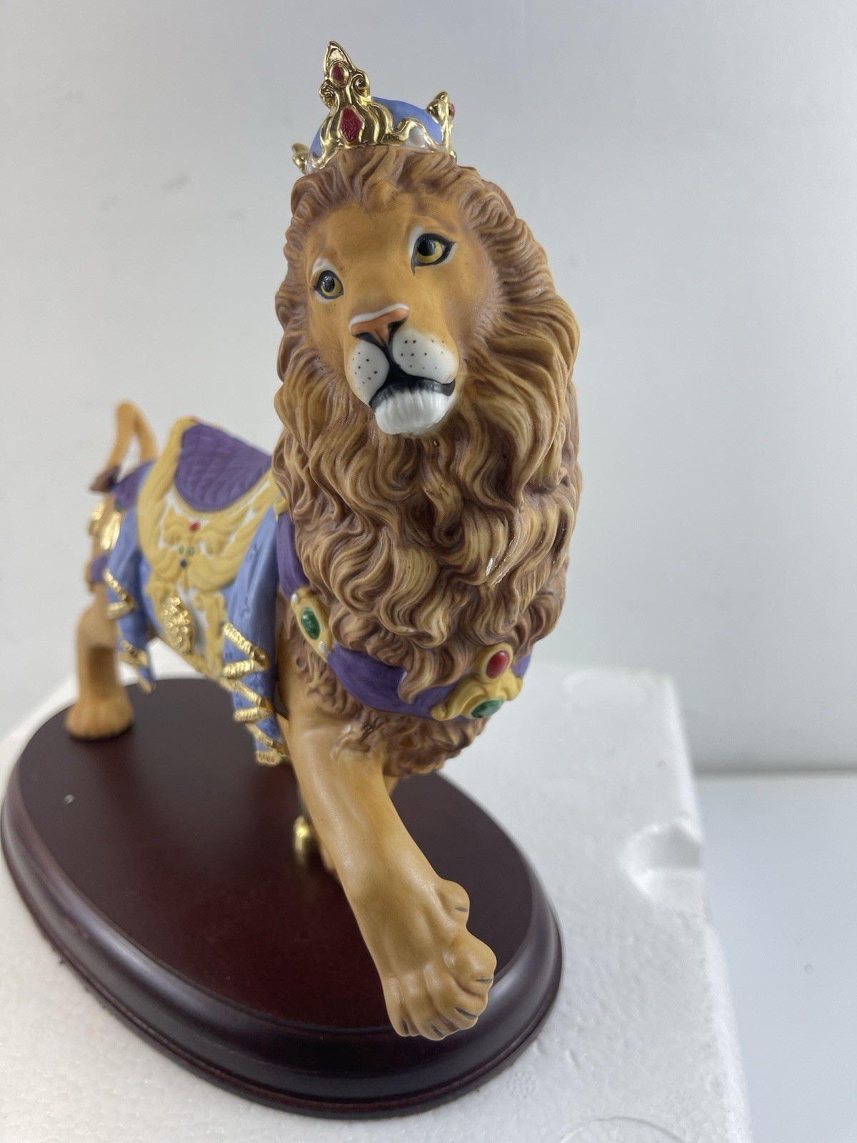 VTG Lenox 1990 Carousel Lion, Limited Edition Porcelain Figurine, Wood Base