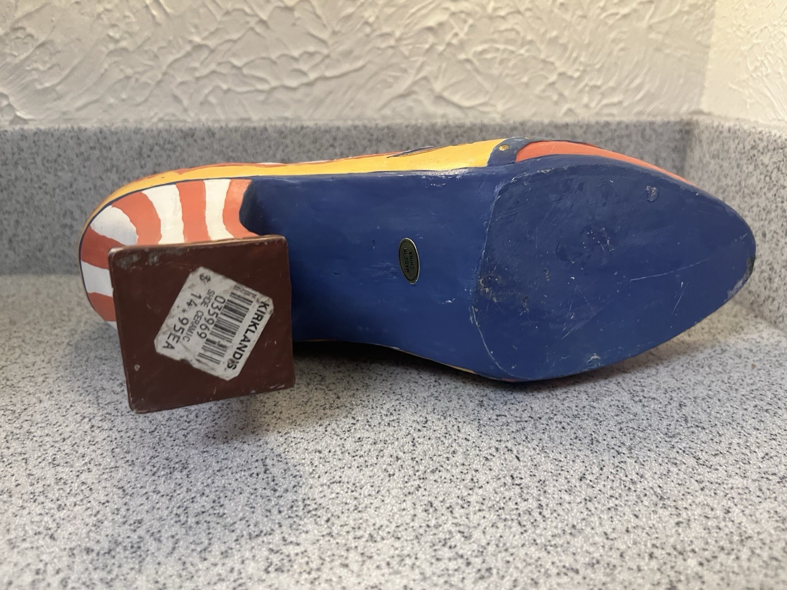 Whimsical Ceramic High Heel Shoe Statue Door Stop Folk Art 4lb Decor