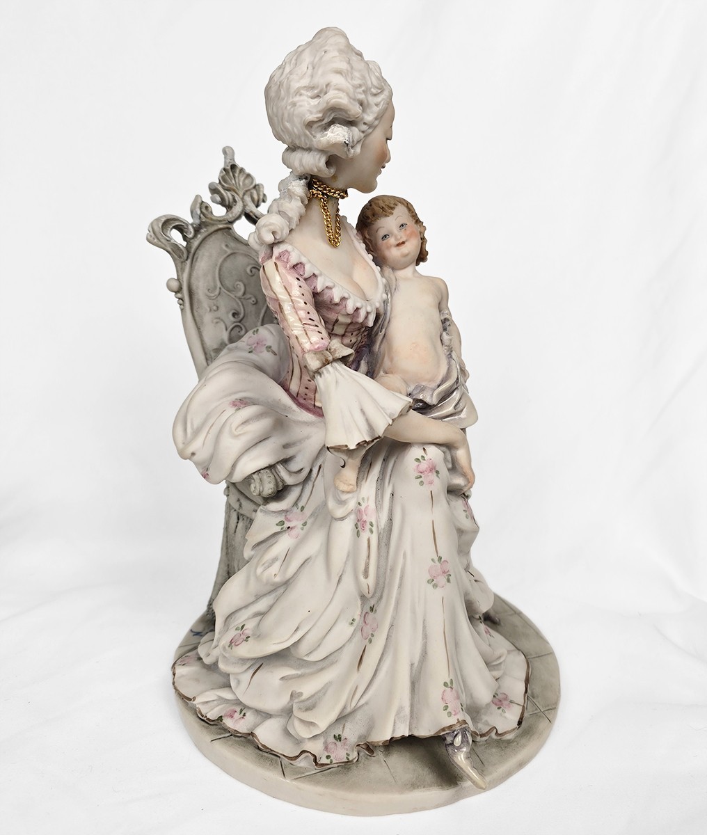11″ Vintage Mother & Child Capodimonte Figurine by A.G., Italy 1960s–1990s
