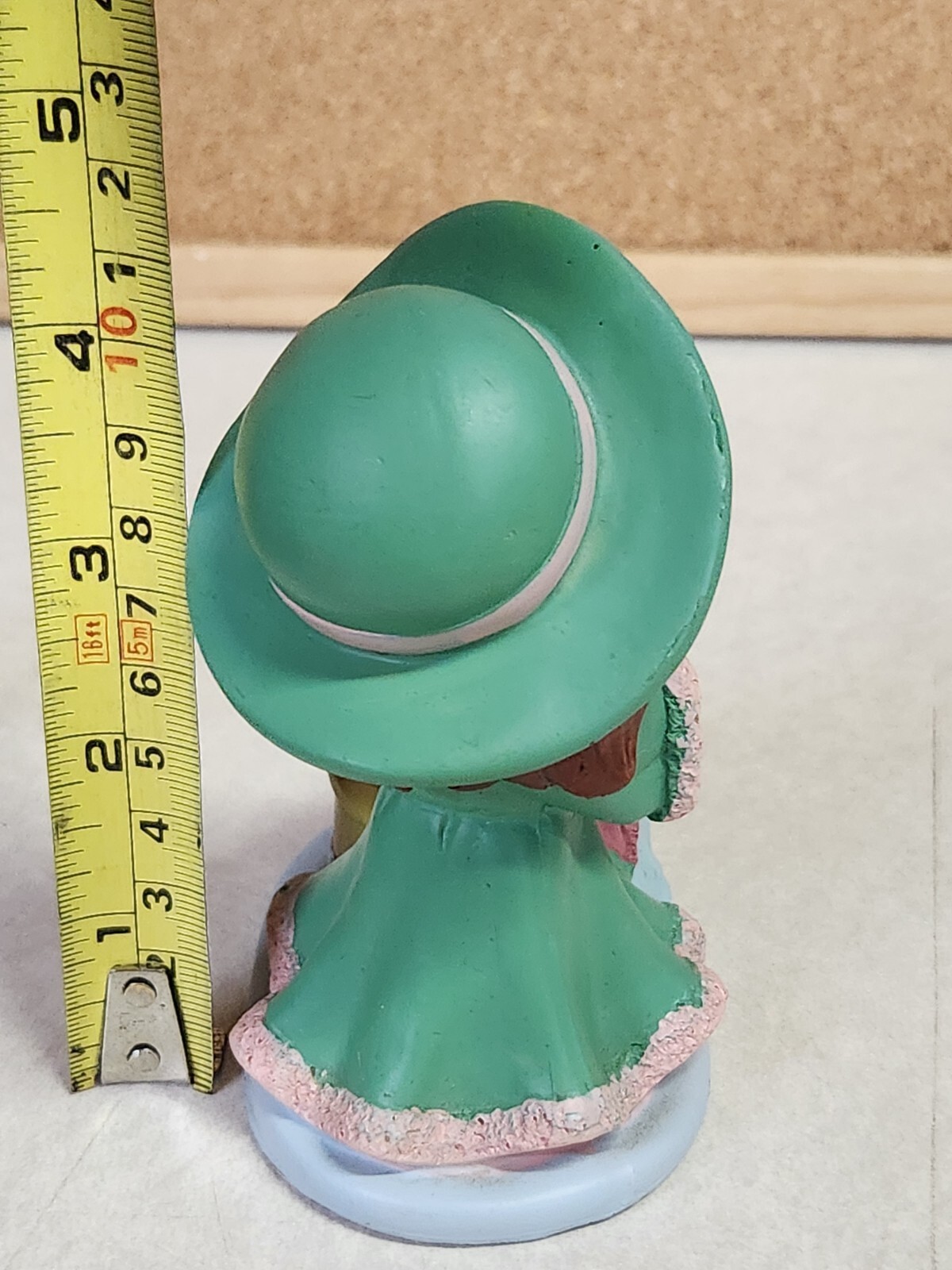 Tender Times Little Girl Figurine 5″ Tall – Green Dress & Hat