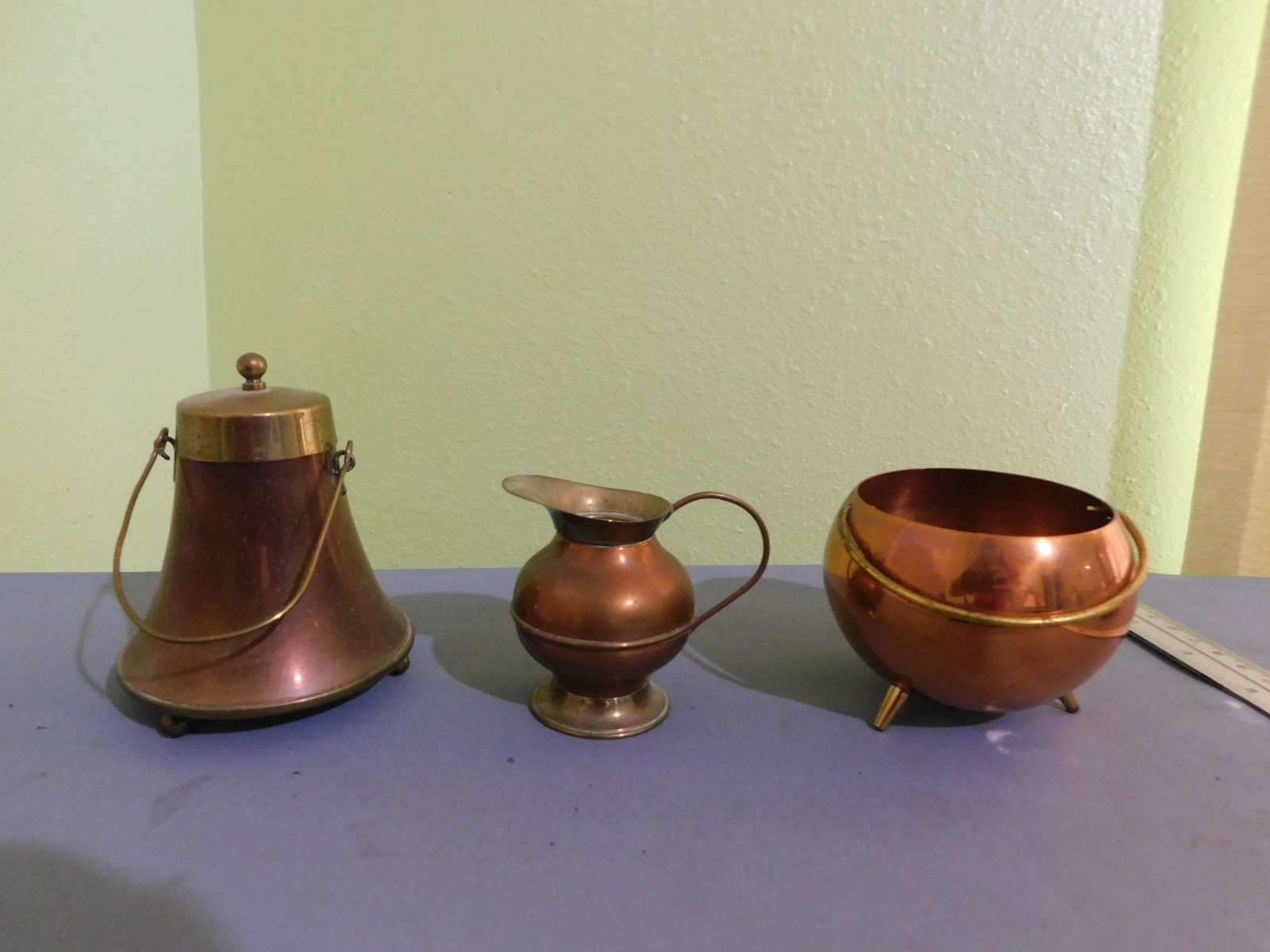 Dutch Antique copper decor items. 3 to 4 inches high