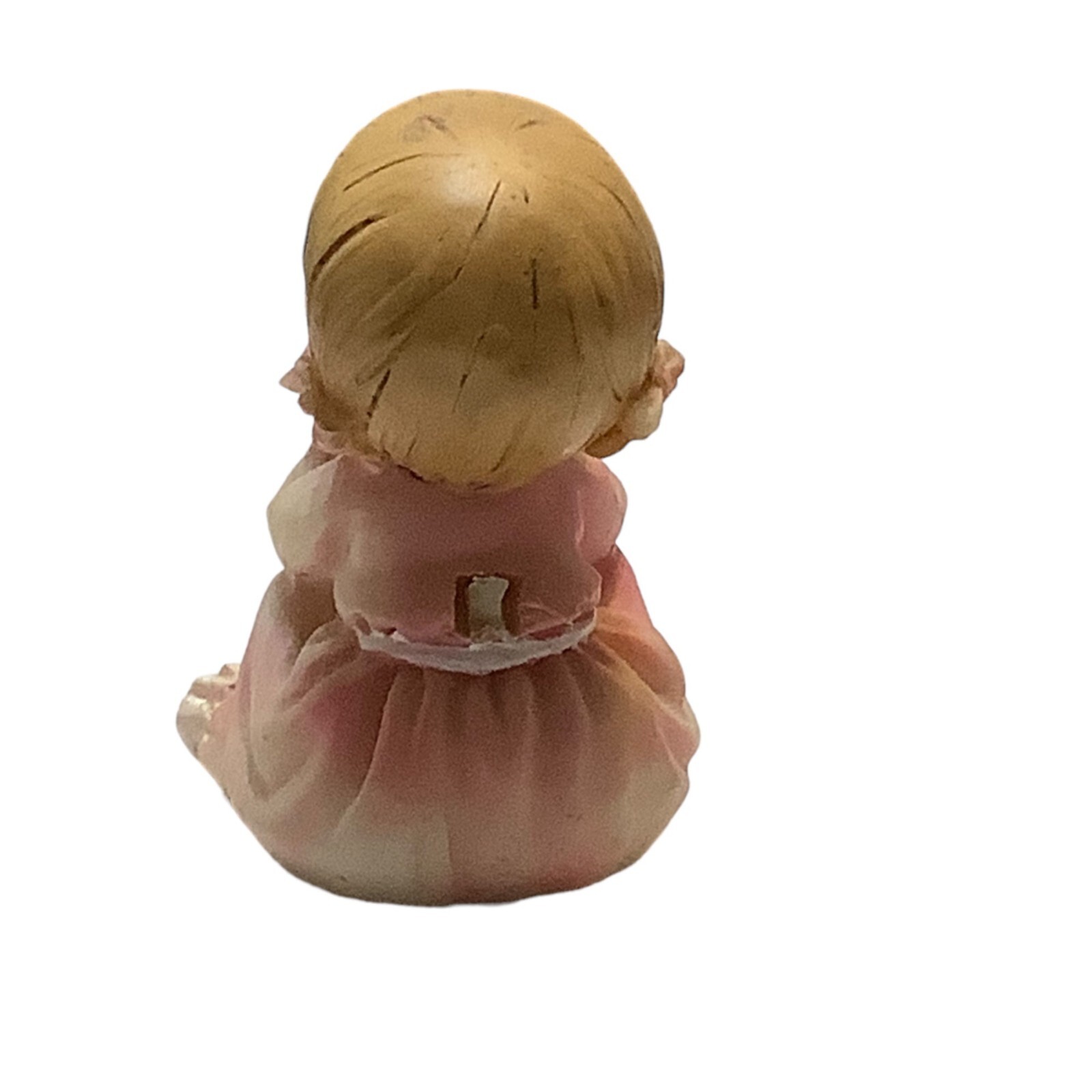 Vtg Little Girl Sitting in Night Gown Bisque Figurine 2.75″ Hands Face Detailed