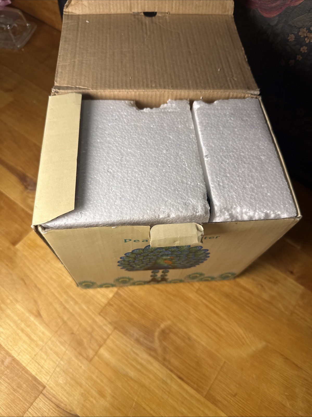 Vintage Cracker Barrel Peacock Sitter Shelf Sitter In Original Box