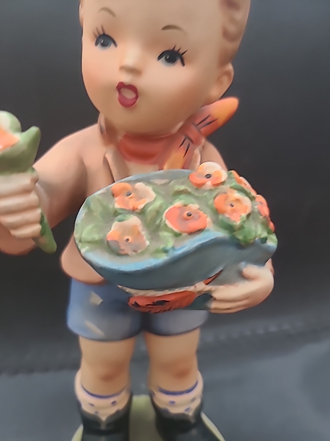 Vintage Erich Stauffer Pretty Flower Figurine Boy 10″ Tall