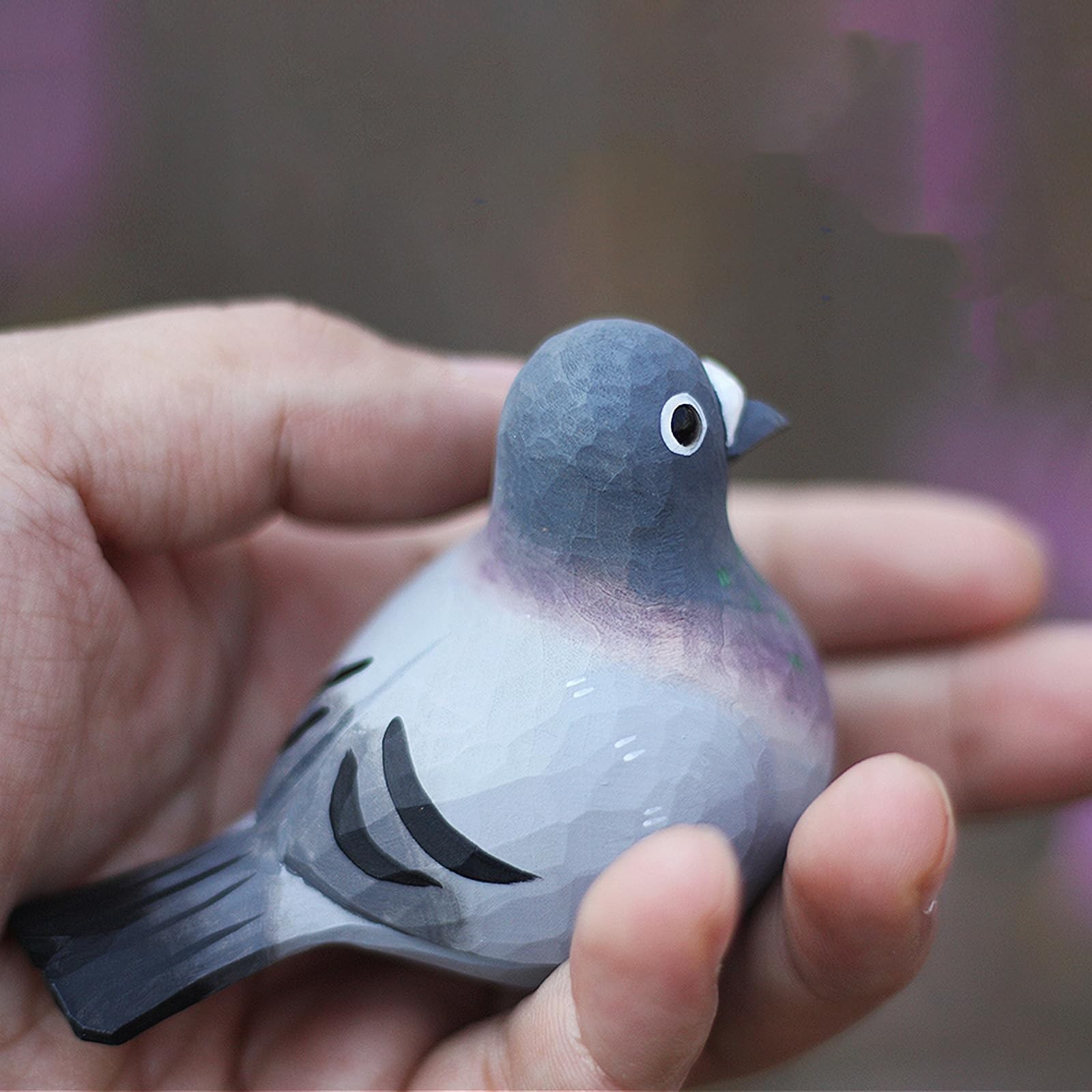 TALKLEK Cute Hand Carved Small Wooden Pigeon Figurines Wood Pigeon Statues fo…