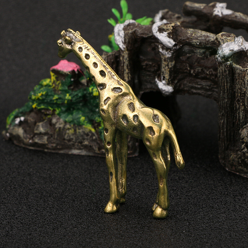 1Pc Solid Brass Giraffe Figurine Statue Home Ornaments Animal Figurines Gift