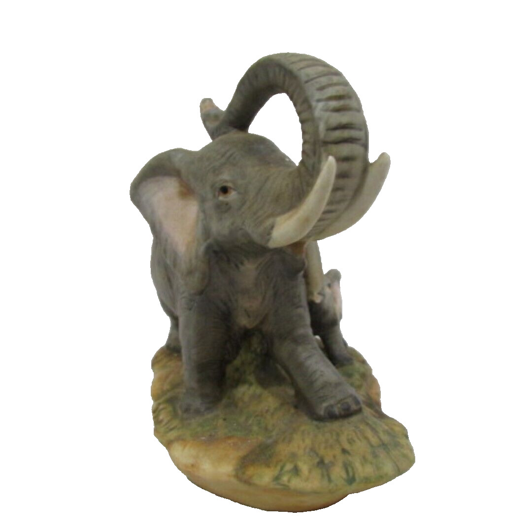 Vintage Mama and Baby Elephant Homco 1410 Figurine 4.5″ x 5.5″