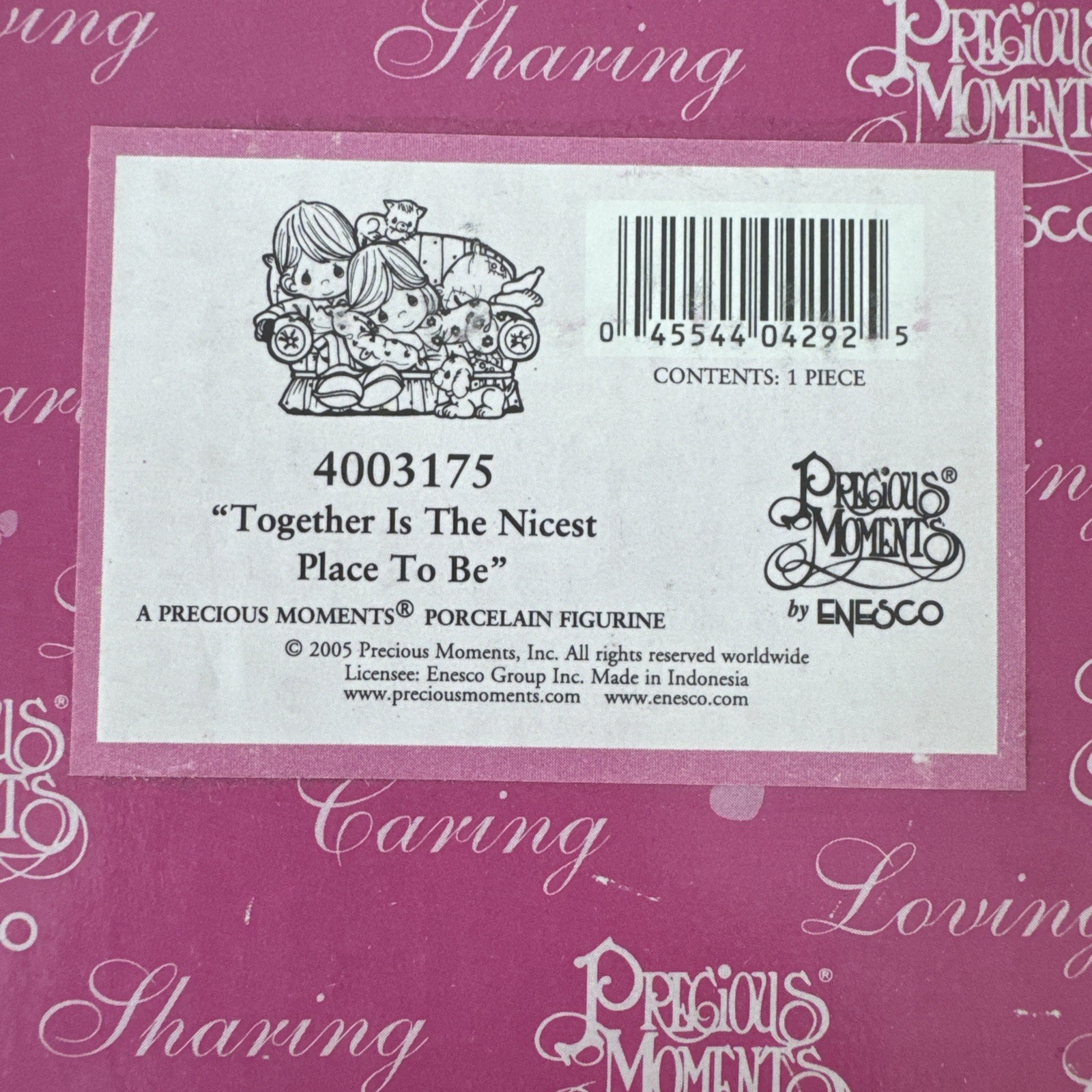 Vtg Precious Moments Figurine Together Is The Nicest Place To Be 4003175 Rare