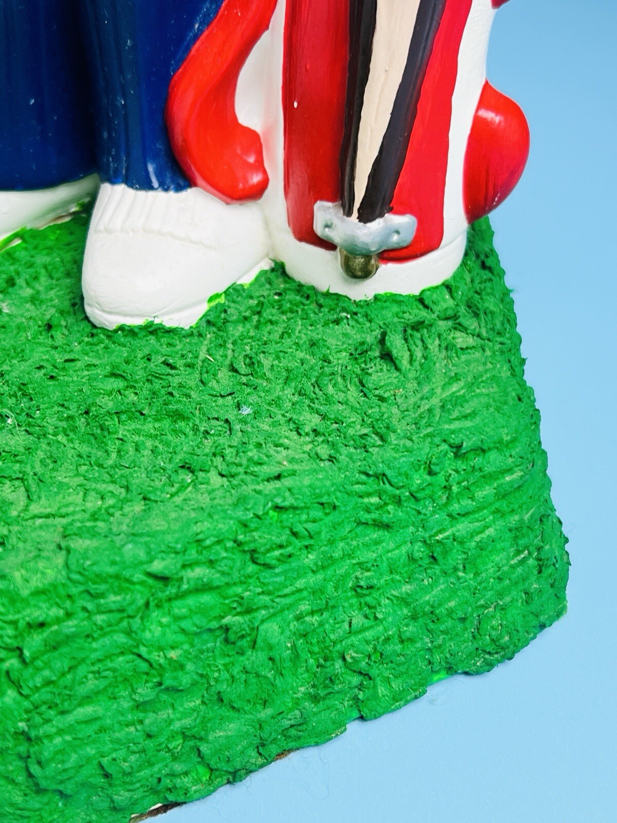 Vintage Hand-Painted Smiley Boy Golf Player 10″ Ceramic Statue Figurine On Green