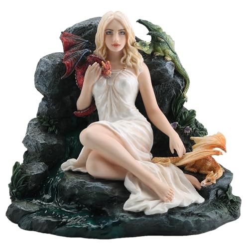 Veronese 5.5″ Maiden and the Dragonlins Hand-Painted Resin Sculpture
