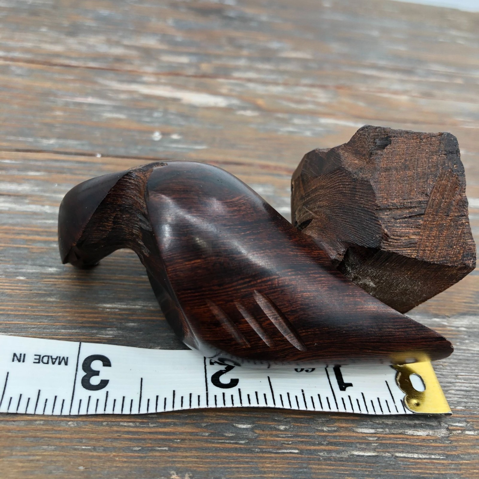 Vintage Hand Carved Ironwood Eagle On Pedestal Statue Falcon Bird Of Pray 3.5″