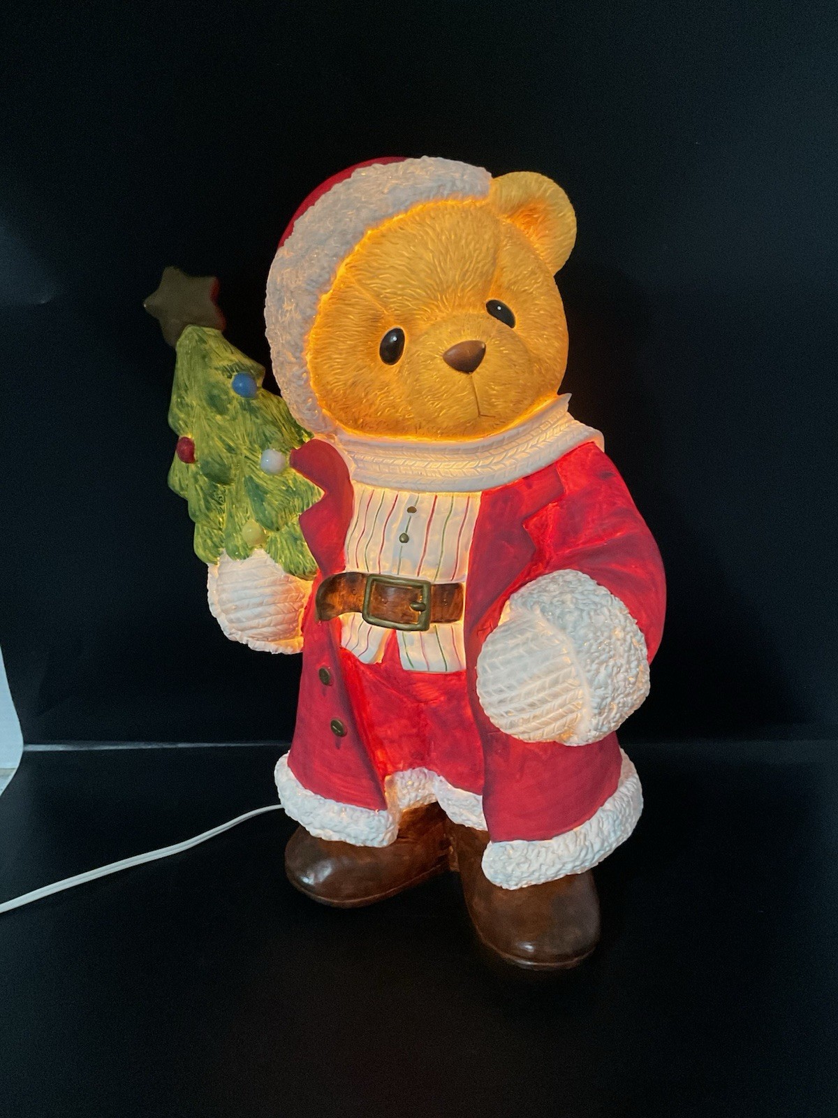 ENESCO CHERISHED TEDDIES PRISCILLA HILLMAN BEAR SANTA 16” , XMAS LIGHTED 435414
