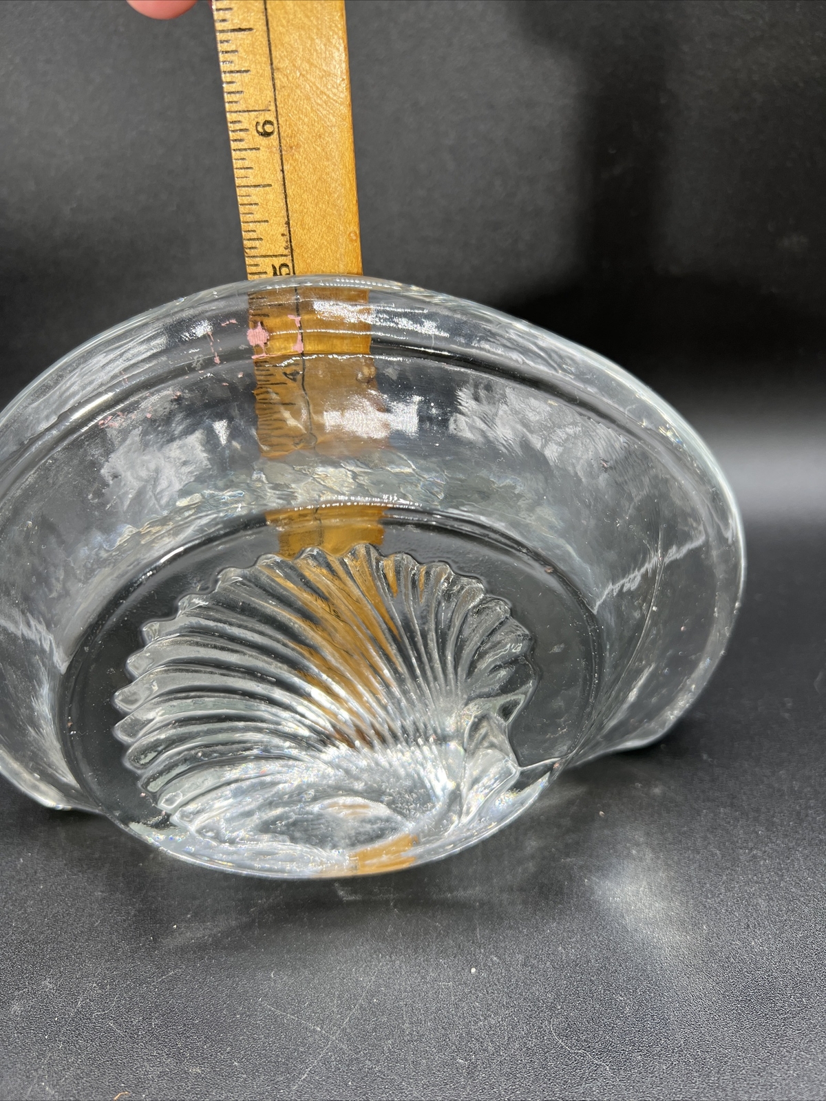 VTG Clear Glass Blenko Single Bookend, Molded Seashell Lovely Piece!