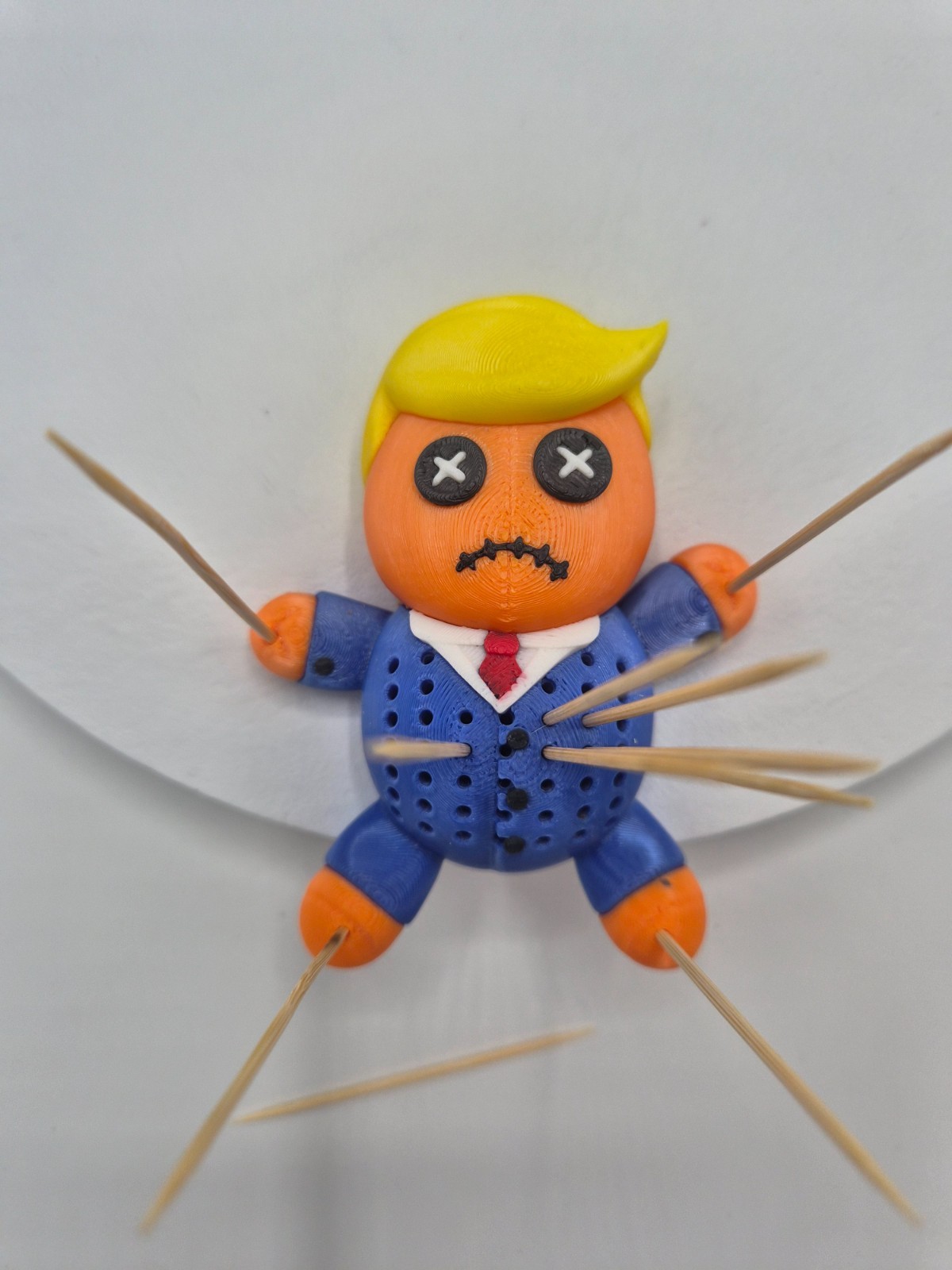 Whimsical Orange Trump Toothpick Holder – 3D Printed Voodoo Doll for a Fun Twist