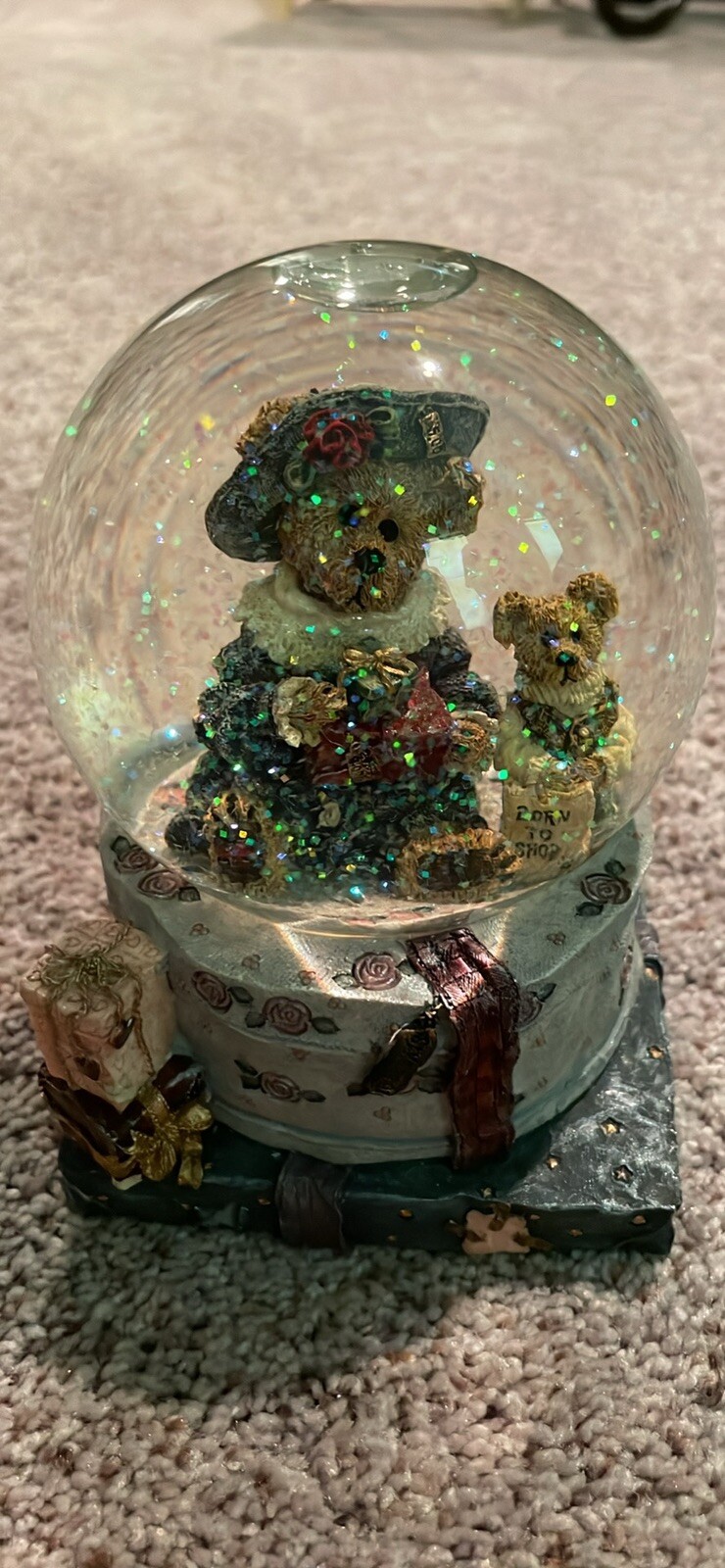 Boyds Bear Musical Snow Globe Born To Shop Time Of My Life