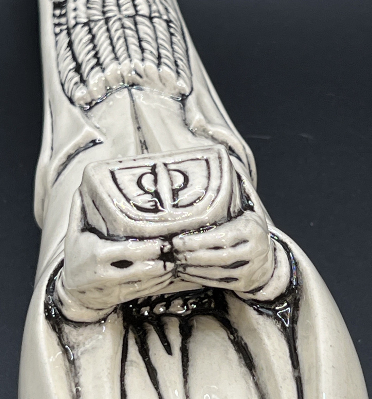Vintage Handcrafted MCM Wise Man Ceramic Porcelain Creamy White & Black Nativity