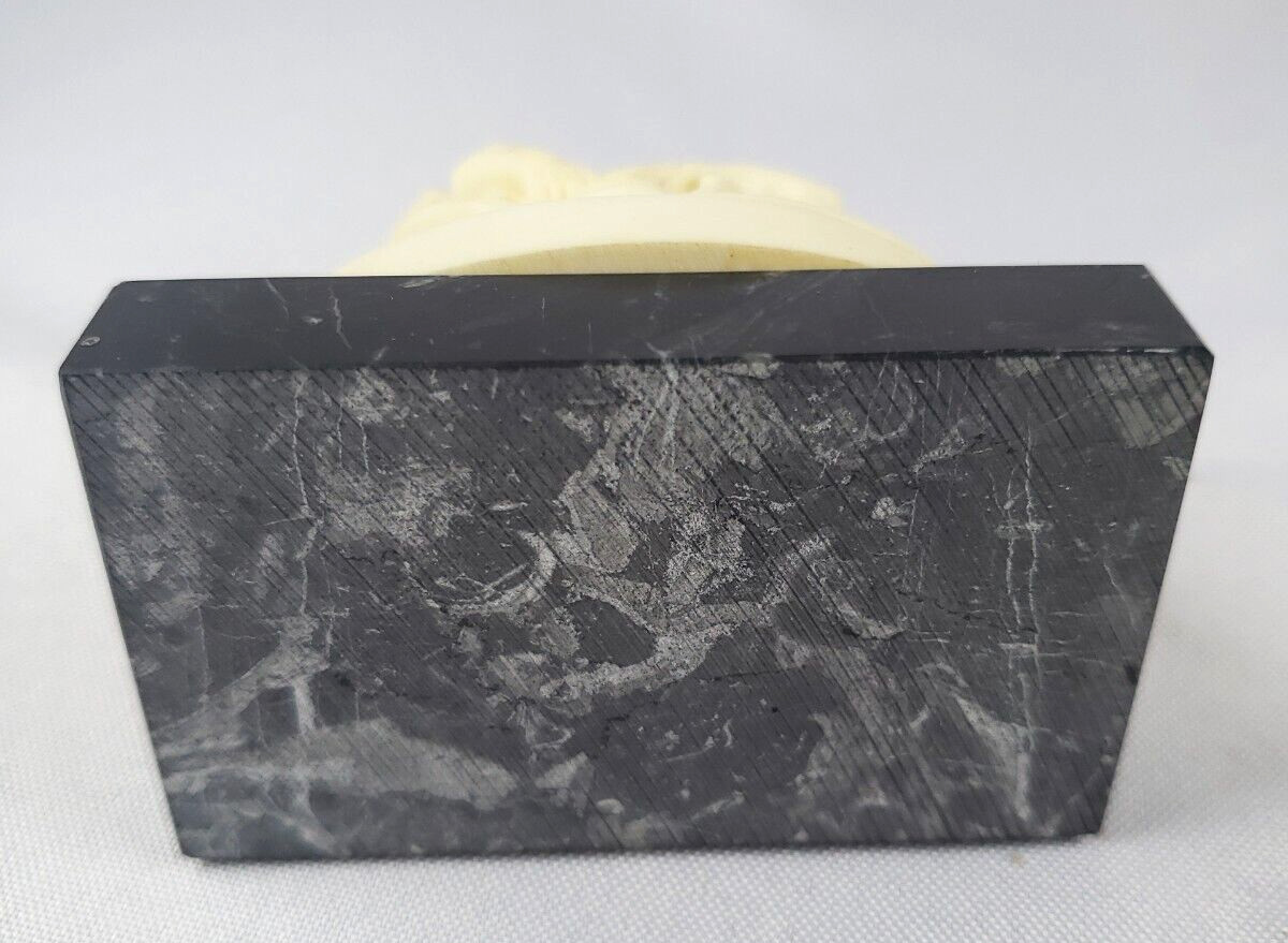 Michelangelo’s Pieta Stone Sculpture On Marble Base Signed