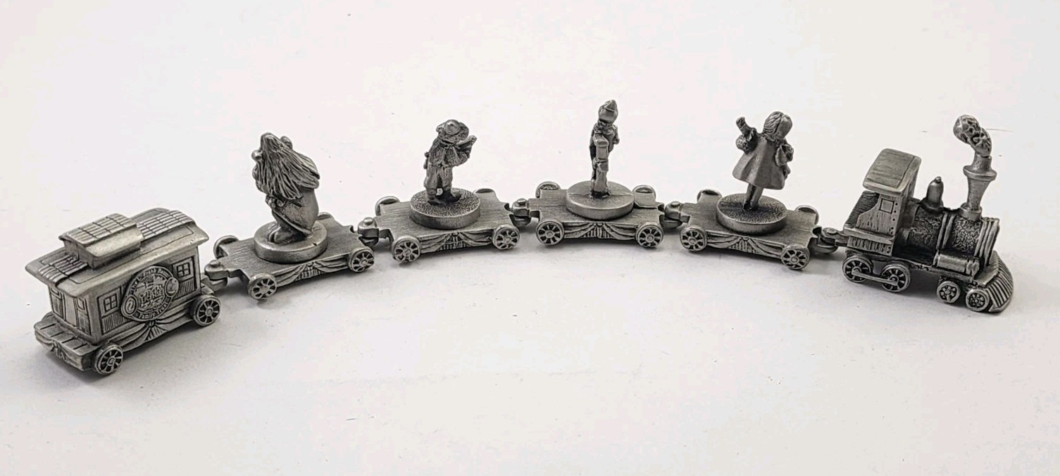 WIZARD OF OZ Pewter 6pc TRAIN SET Dorothy Scarecrow Tin Man Lion L.F.Baum.F.T.