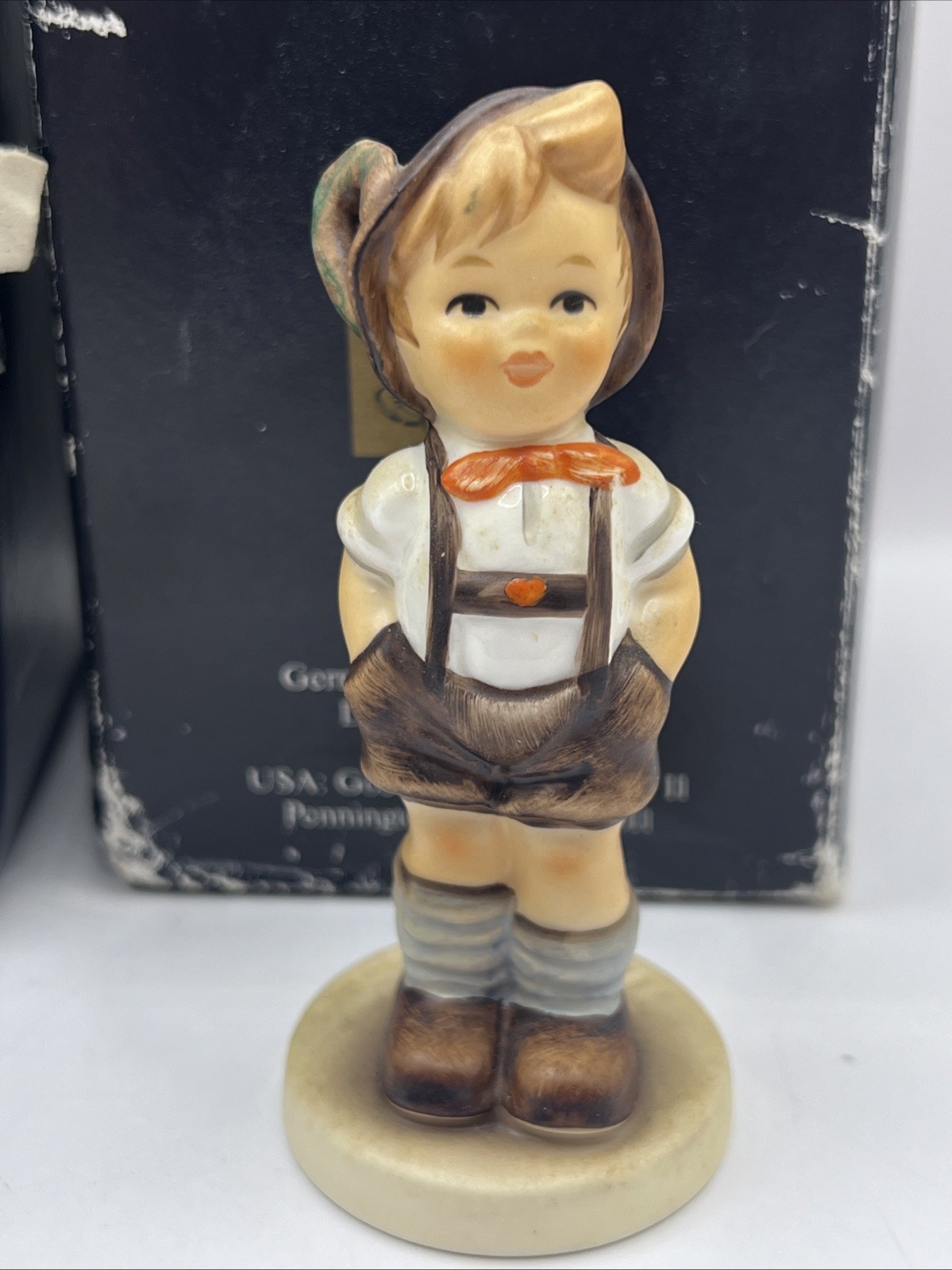 Lot of 2 Vintage Goebel Hummel Figurines (#144, #102) in Boxes Girl & Boy 9cm