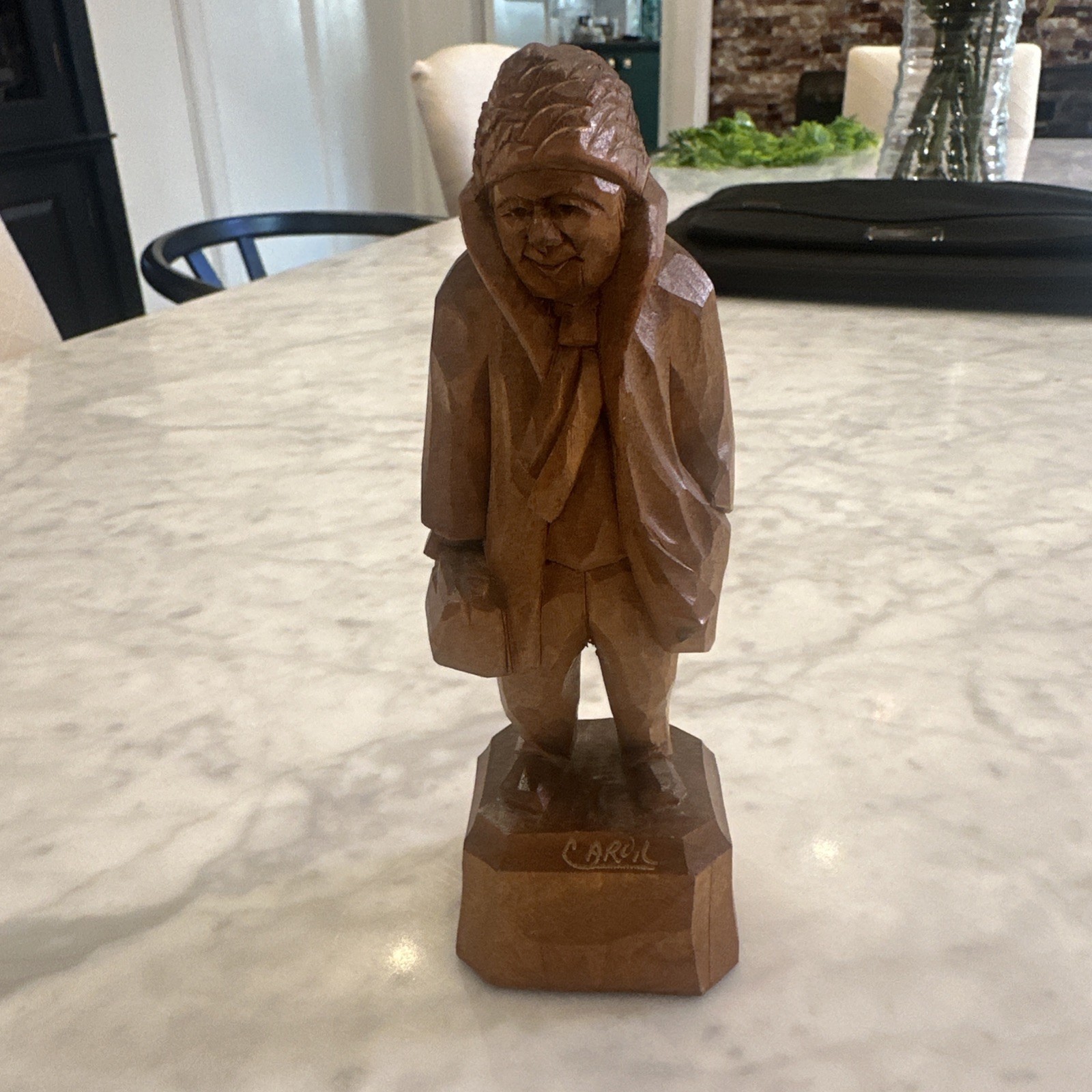 Vintage Caron Wood Carving 6 1/2 inch Excellent Condition With Tag Canada